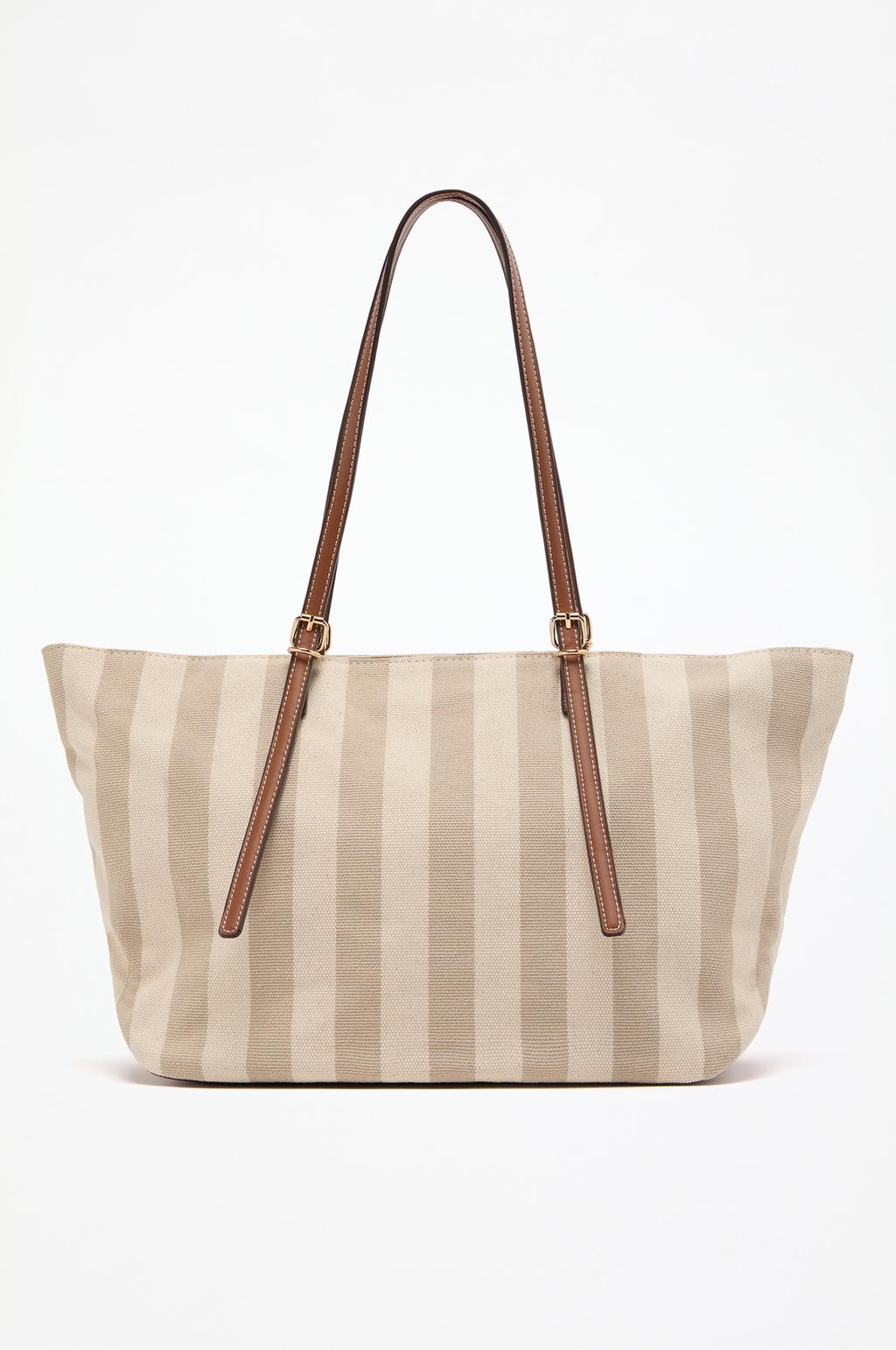 Striped canvas shopper bag