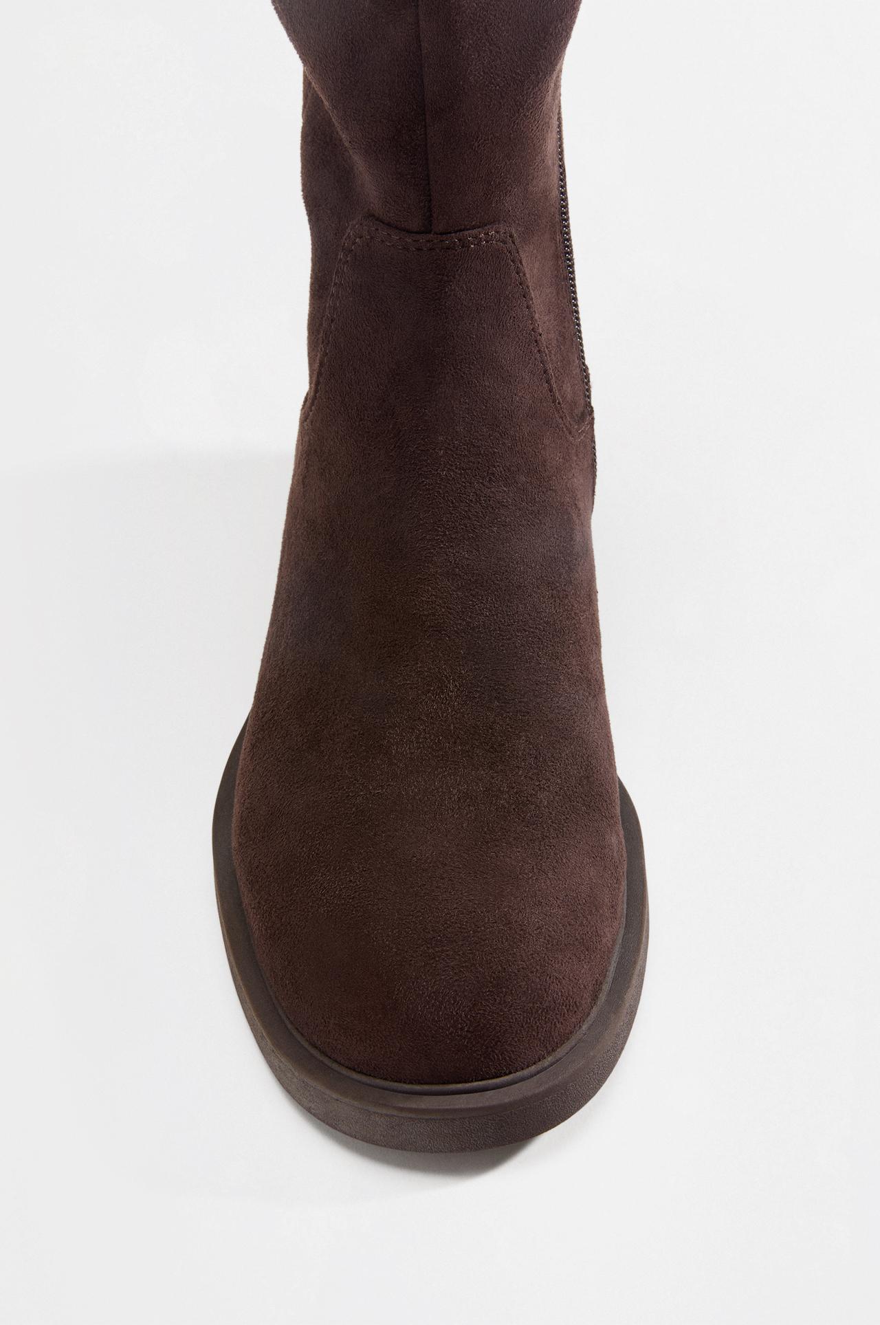 Faux suede riding boots — BROWN