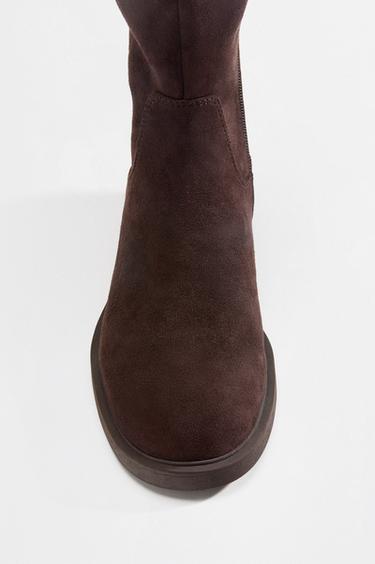 Faux suede riding boots — BROWN 3
