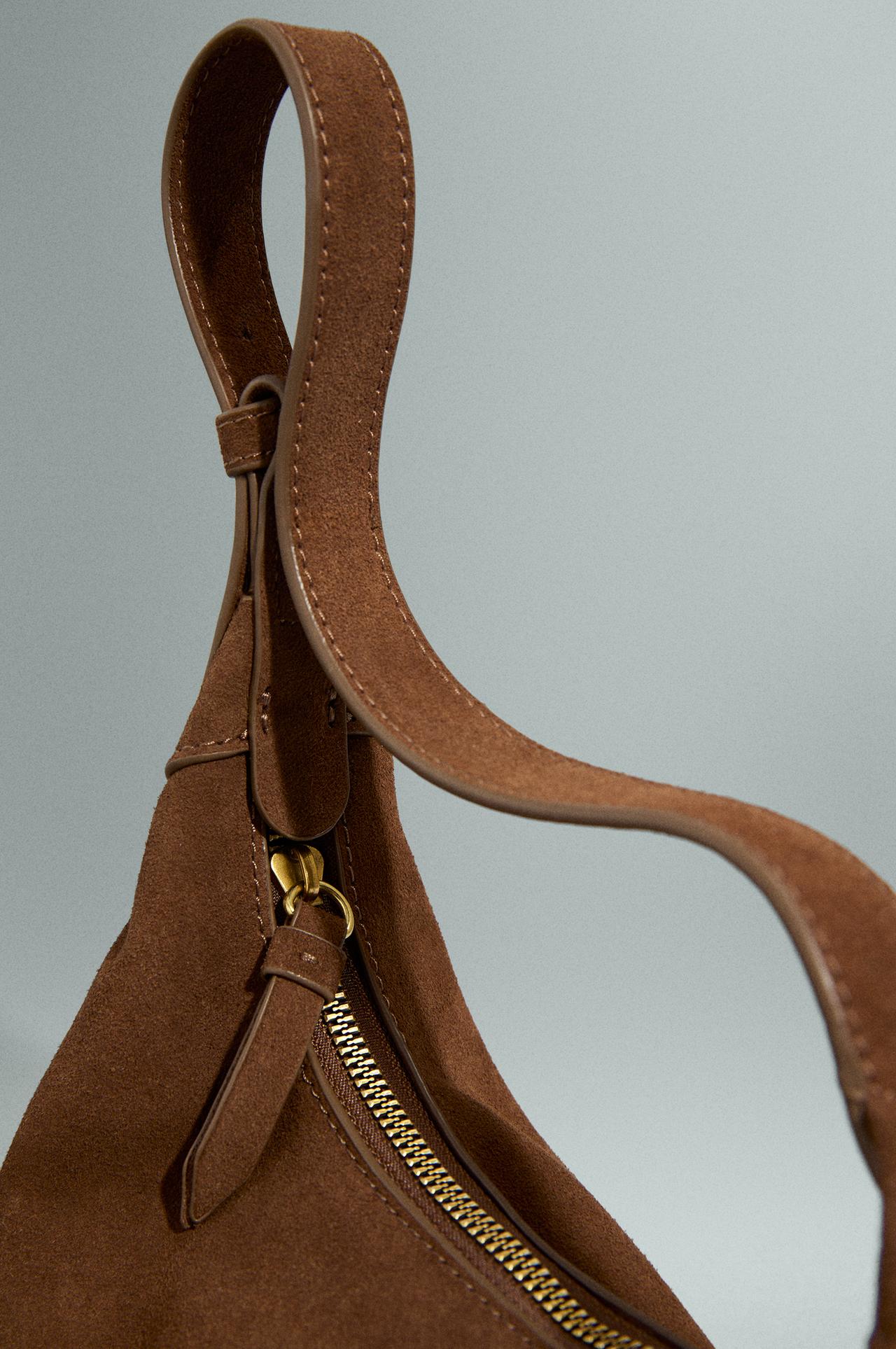 Reconstituted leather shoulder bag — CAMEL