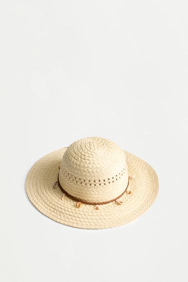 Raffia-effect beaded hat — BEIGE 3