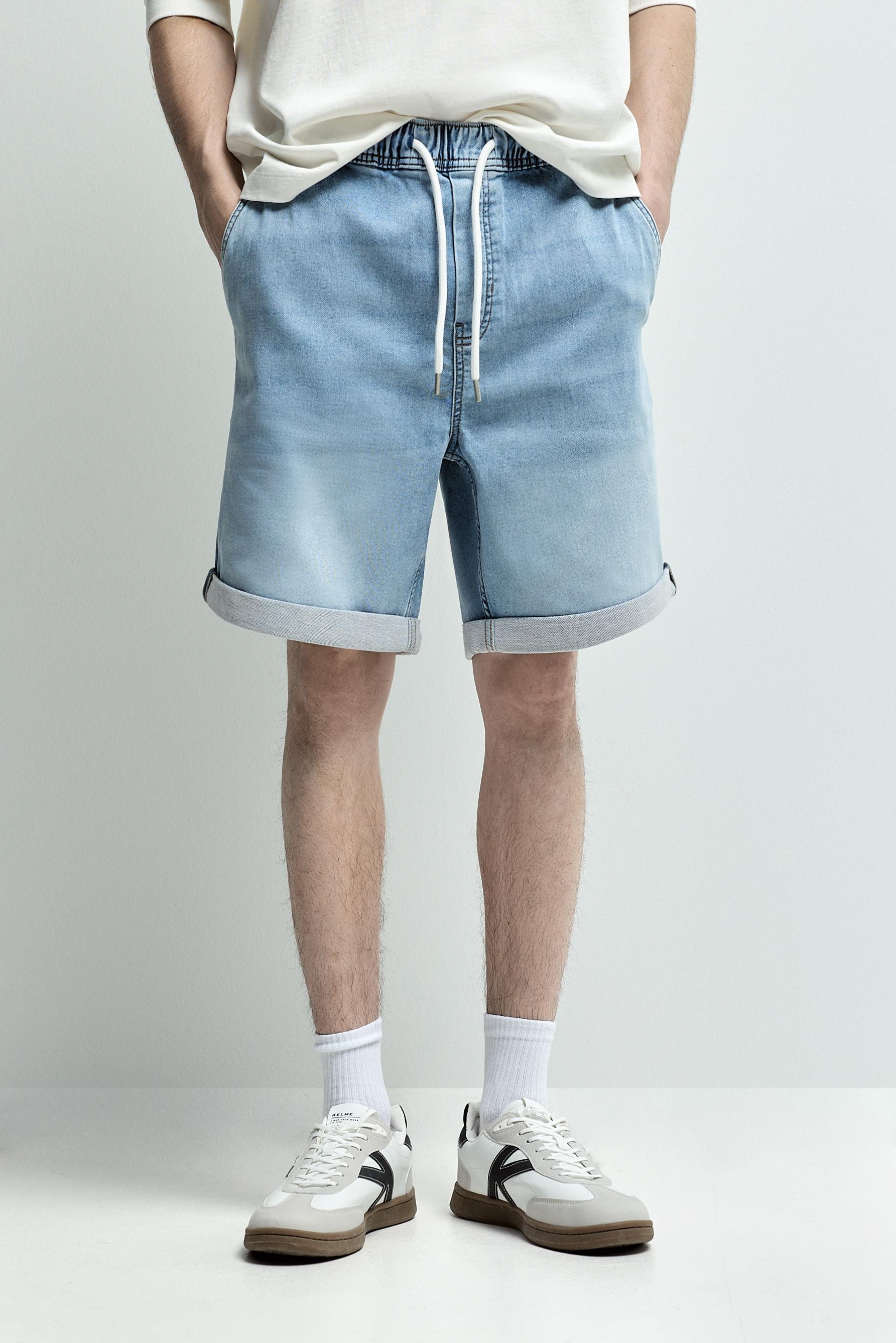 Denim jogger Bermuda shorts — NEON BLUE