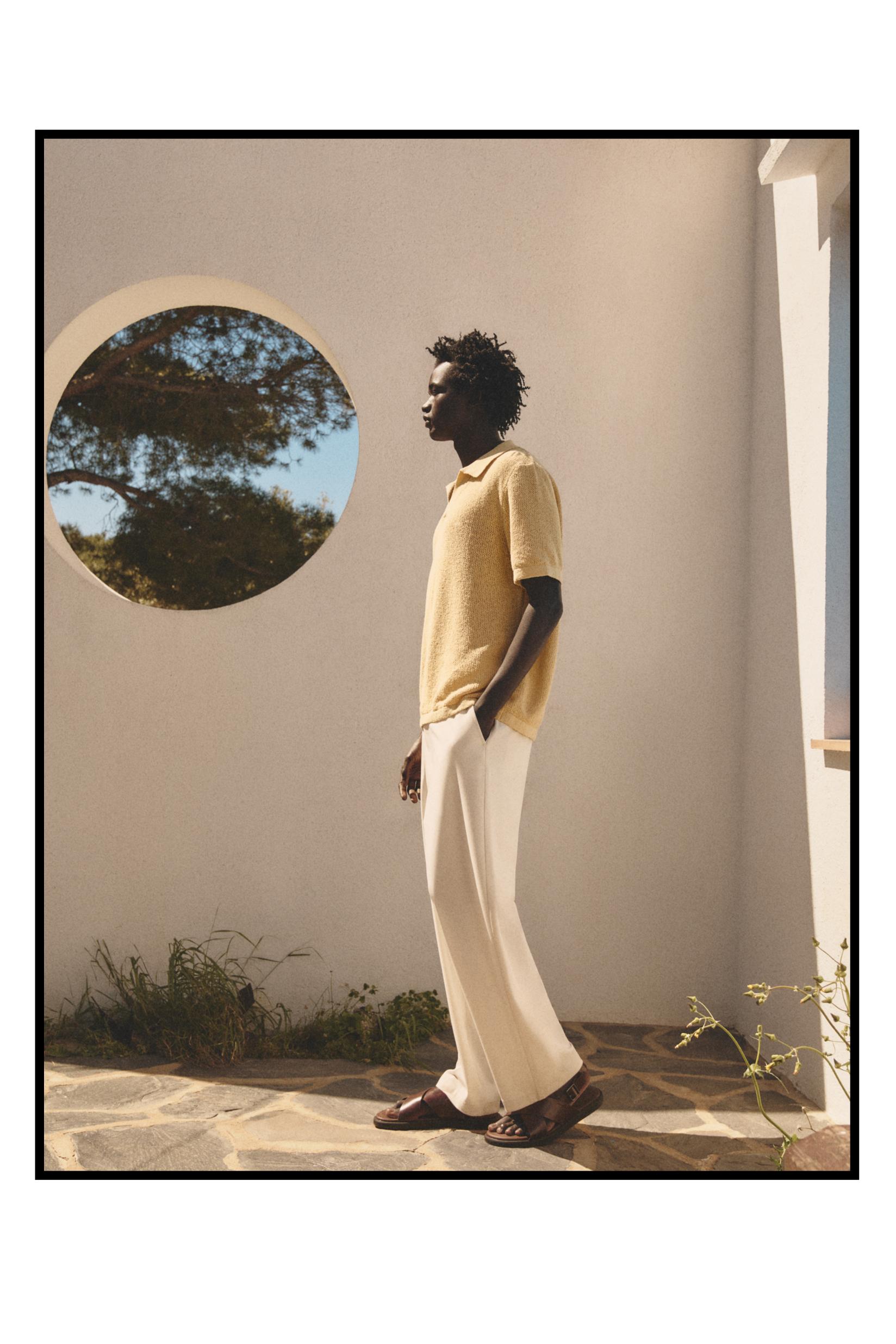 Relaxed fit chino trousers with belt — OFF WHITE