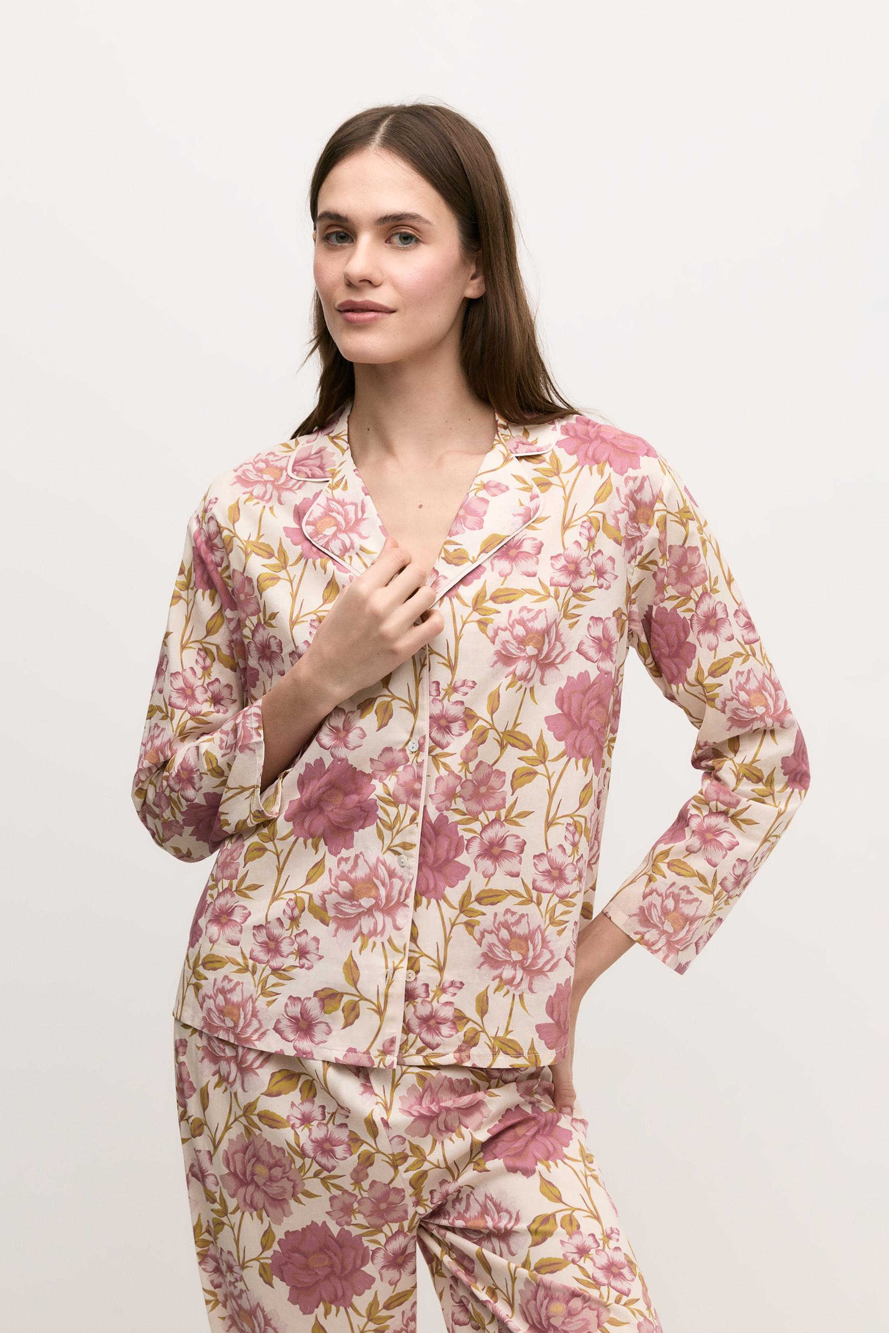 Pijama camisero flores