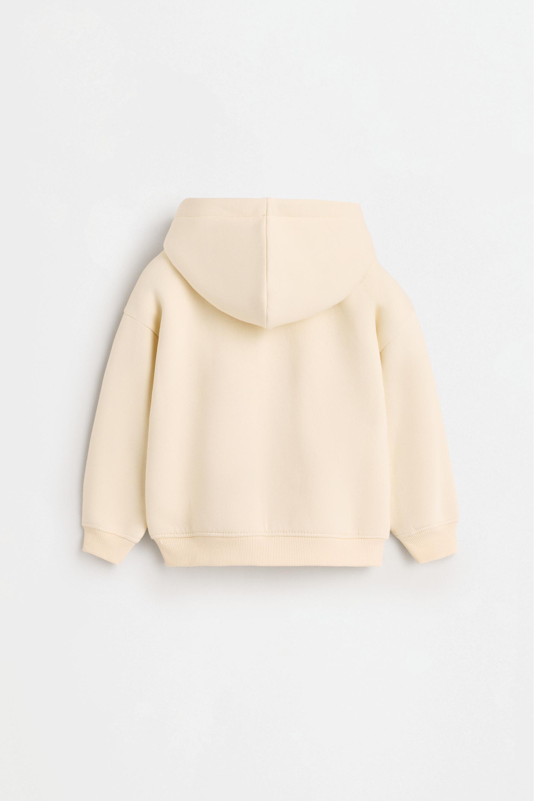 Zip-up sweatshirt with raised lettering — ECRU