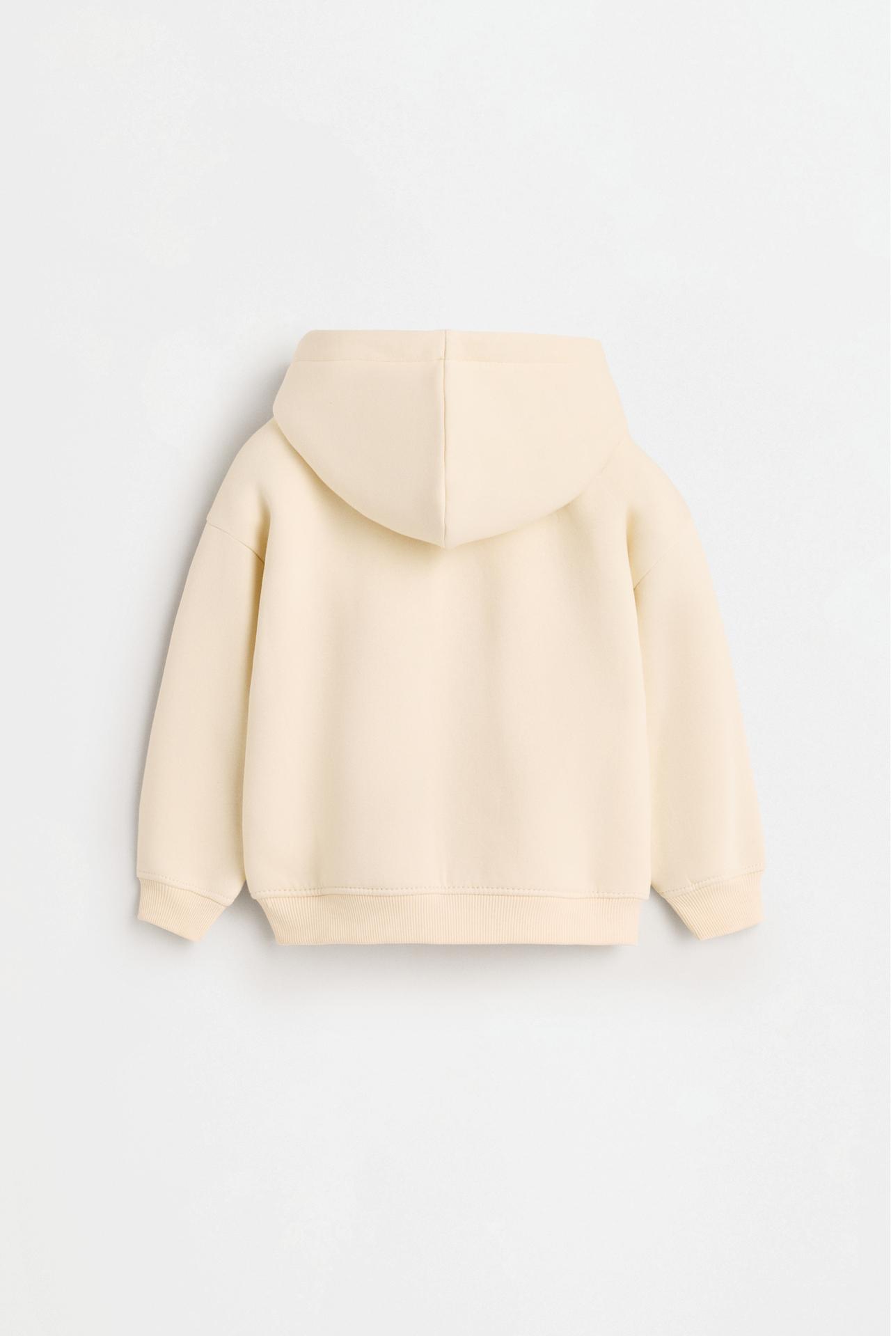 Zip-up sweatshirt with raised lettering — ECRU