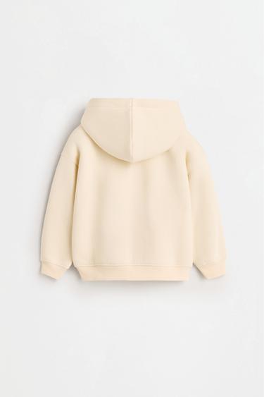 Zip-up sweatshirt with raised lettering — ECRU 2