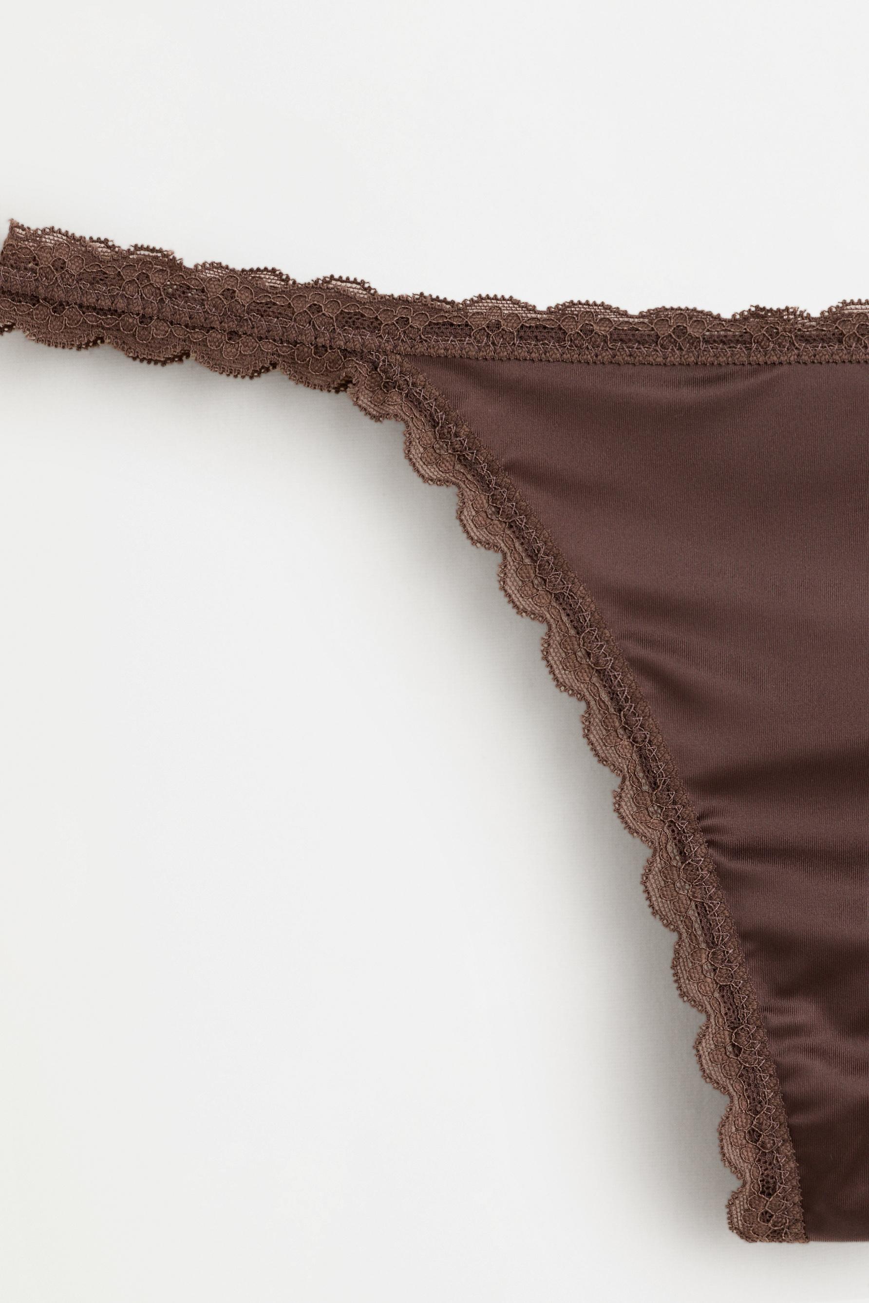 Satin Lace Thongs (4-Pack) — VANILLA
