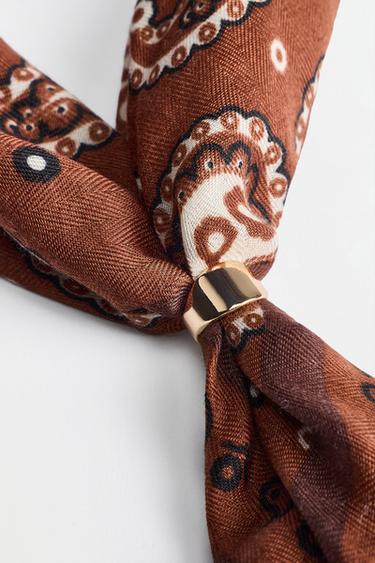Paisley print scarf — BROWN 4