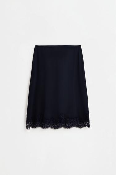 Lace-trimmed polyamide midi skirt — DARK NAVY 6