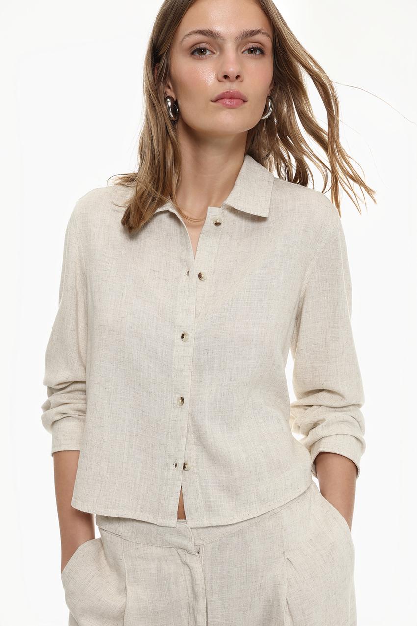 Camisa Lino Lefties Camisa Blanca Mujer Camisa Básica NOVEDADES