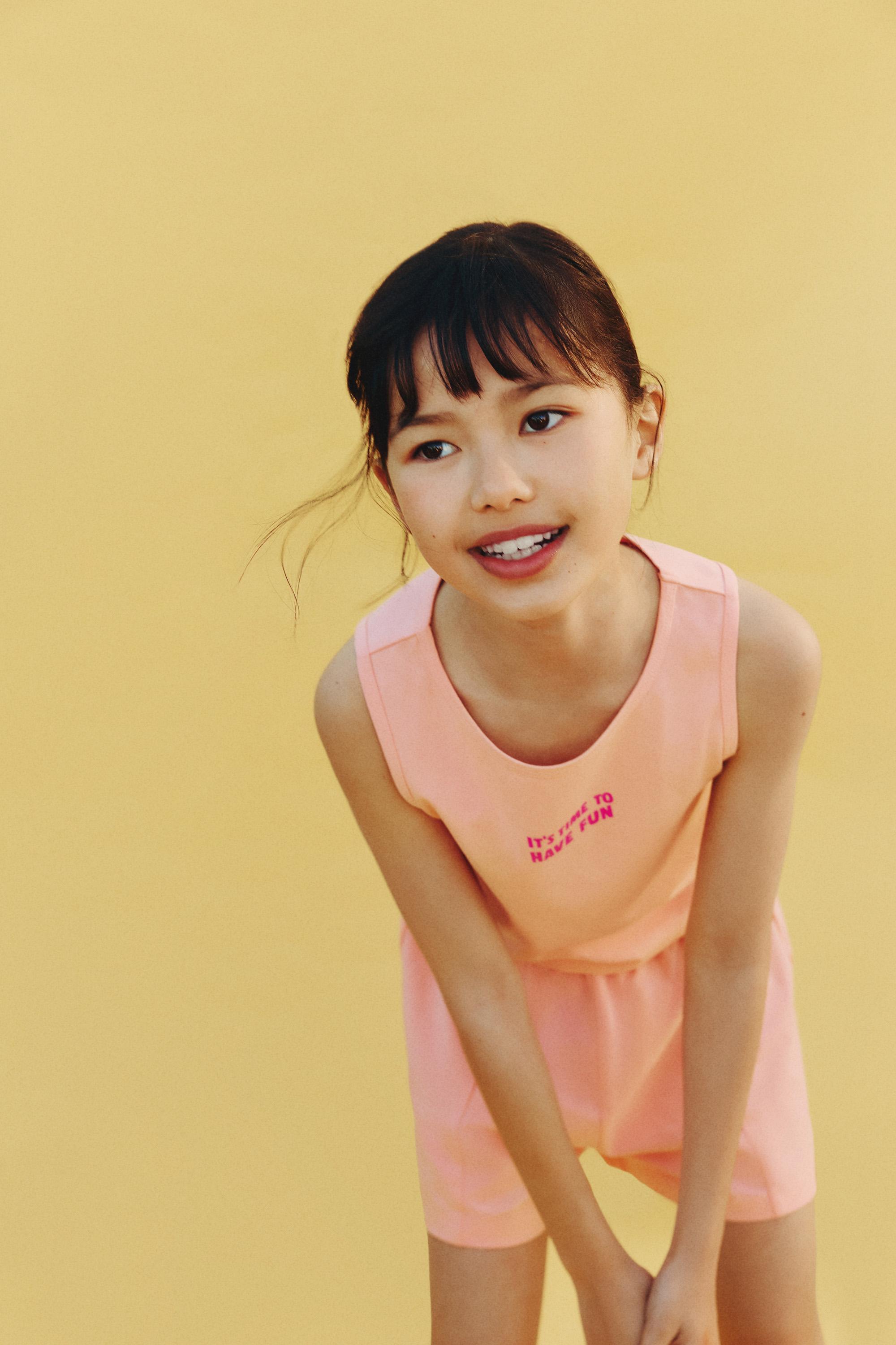 Text top and shorts set — TANGERINE