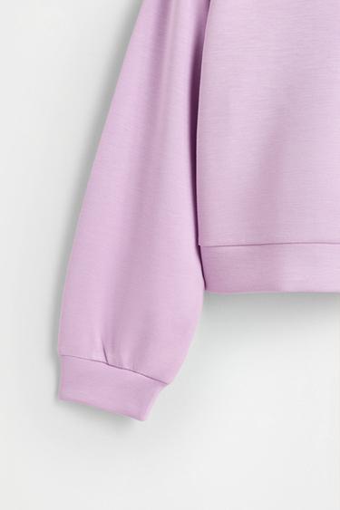 Rib-trim suede zip sweatshirt — MAUVE 4