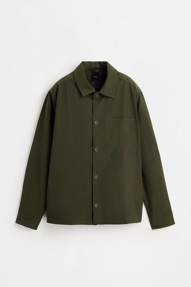 Button-Front Overshirt with Pocket — KHAKI 6