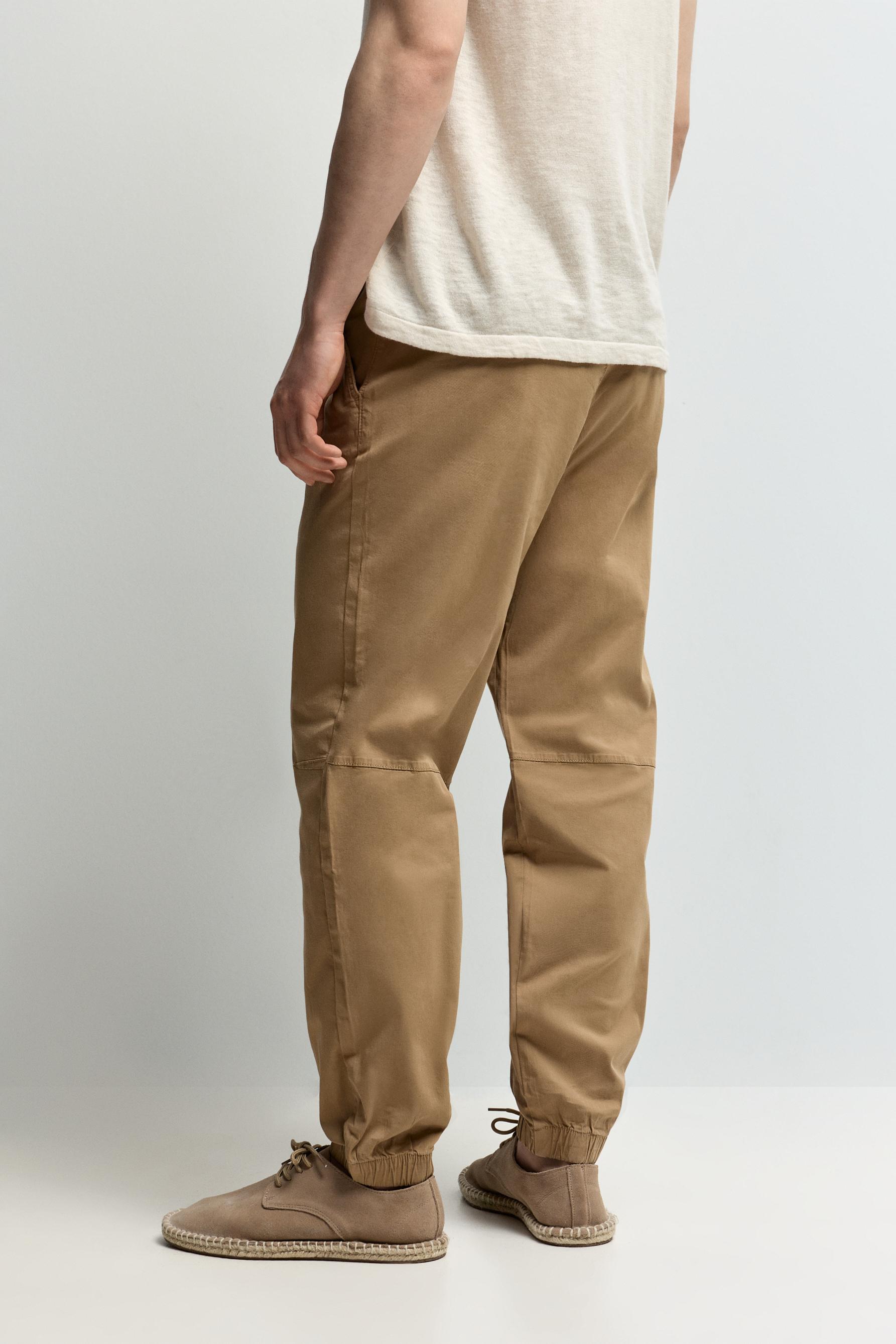 Elastic hem joggers — CAMEL