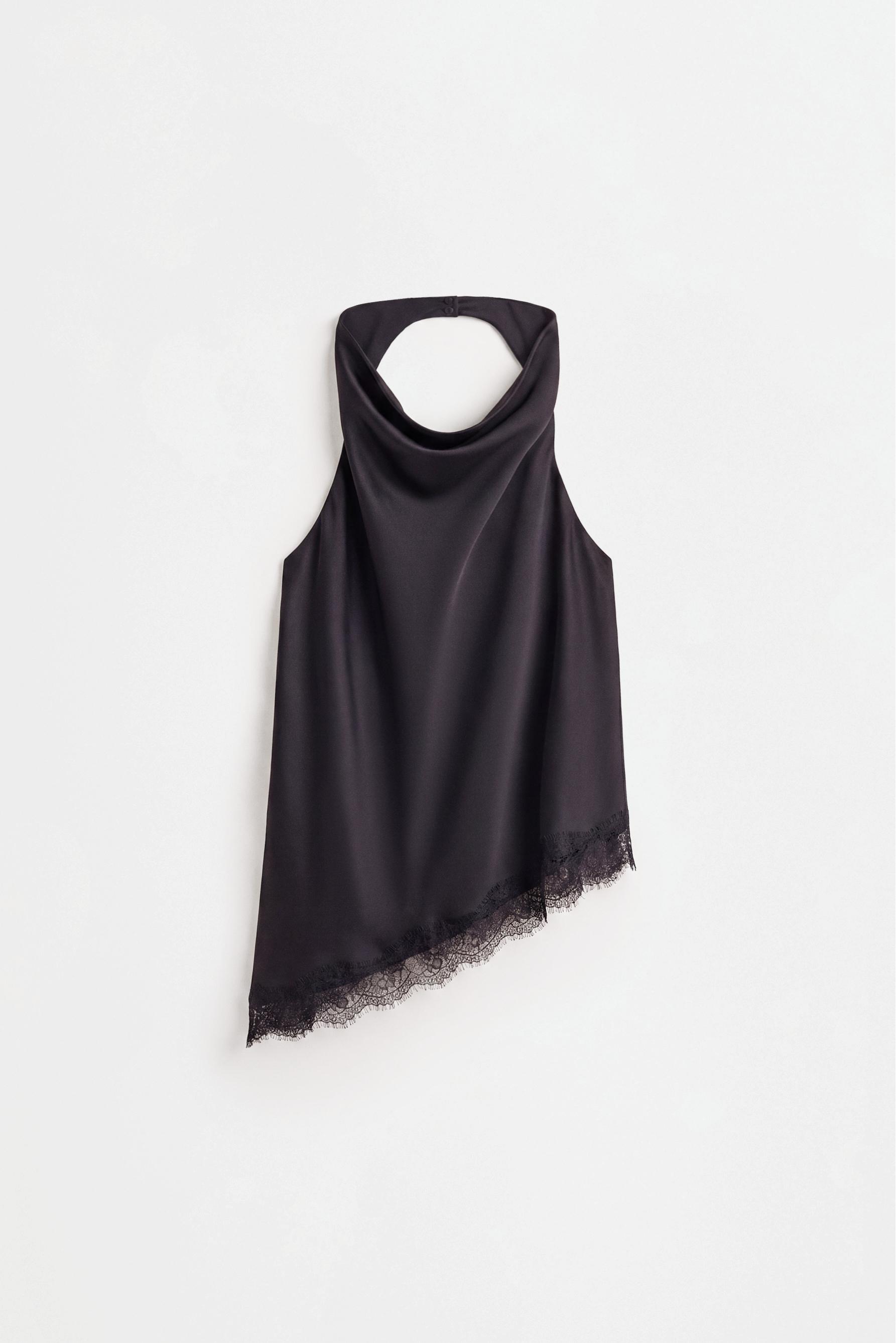 Satin halter top — BLACK