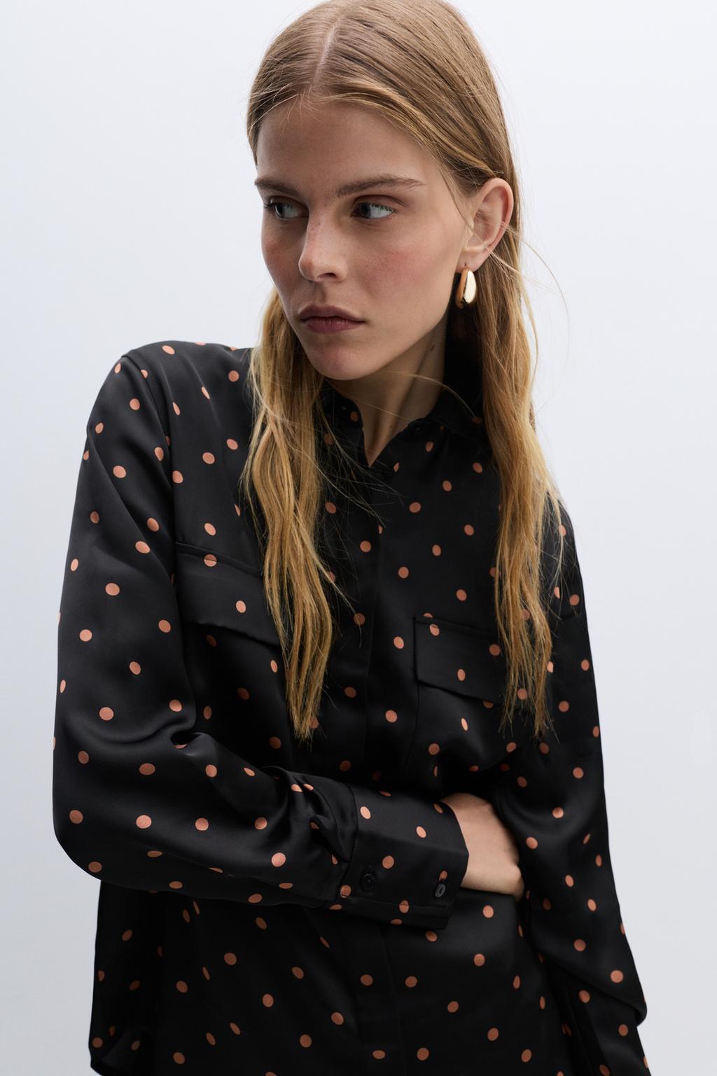 Satin shirt with pockets