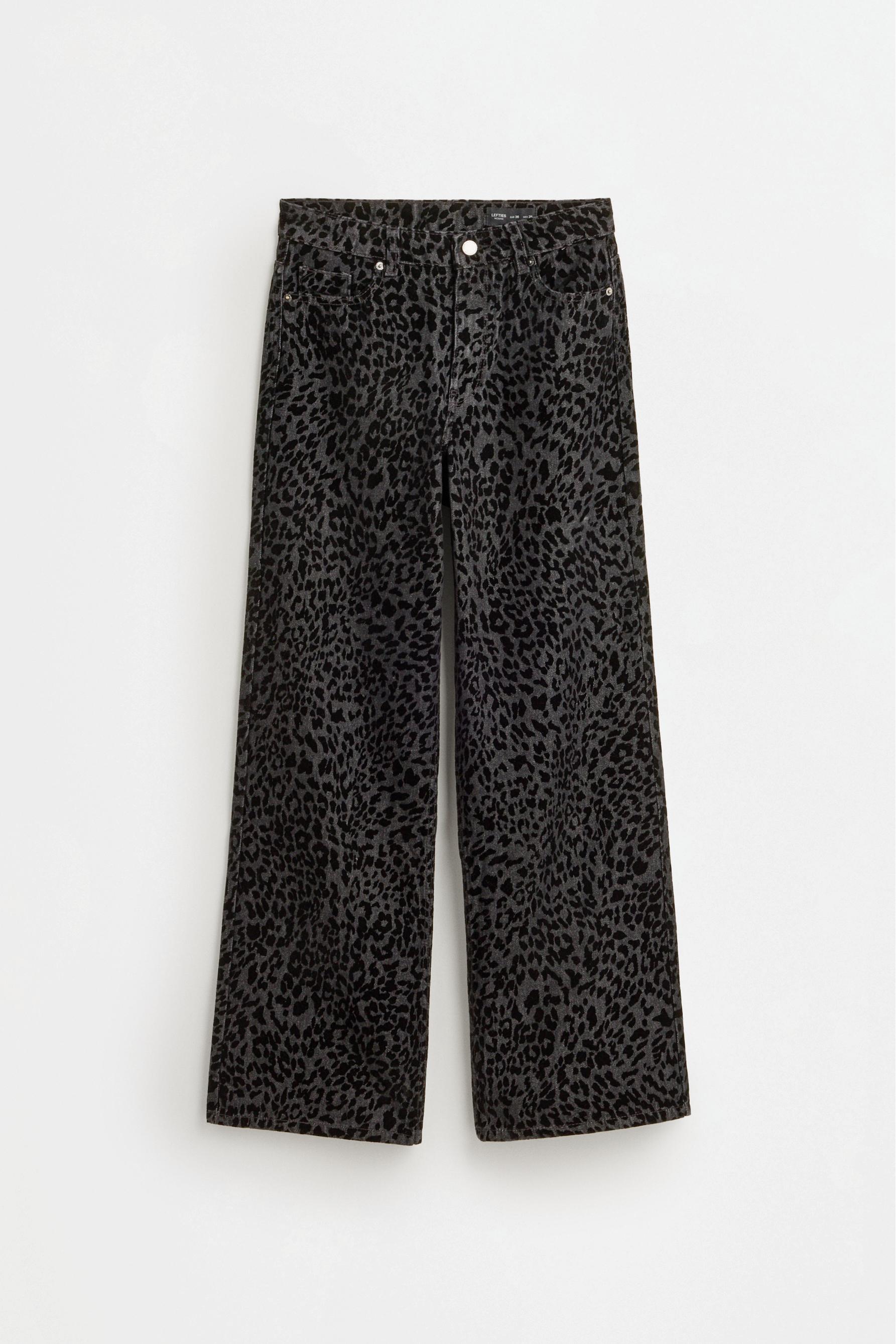 Jeans wide leg leopardo flocado