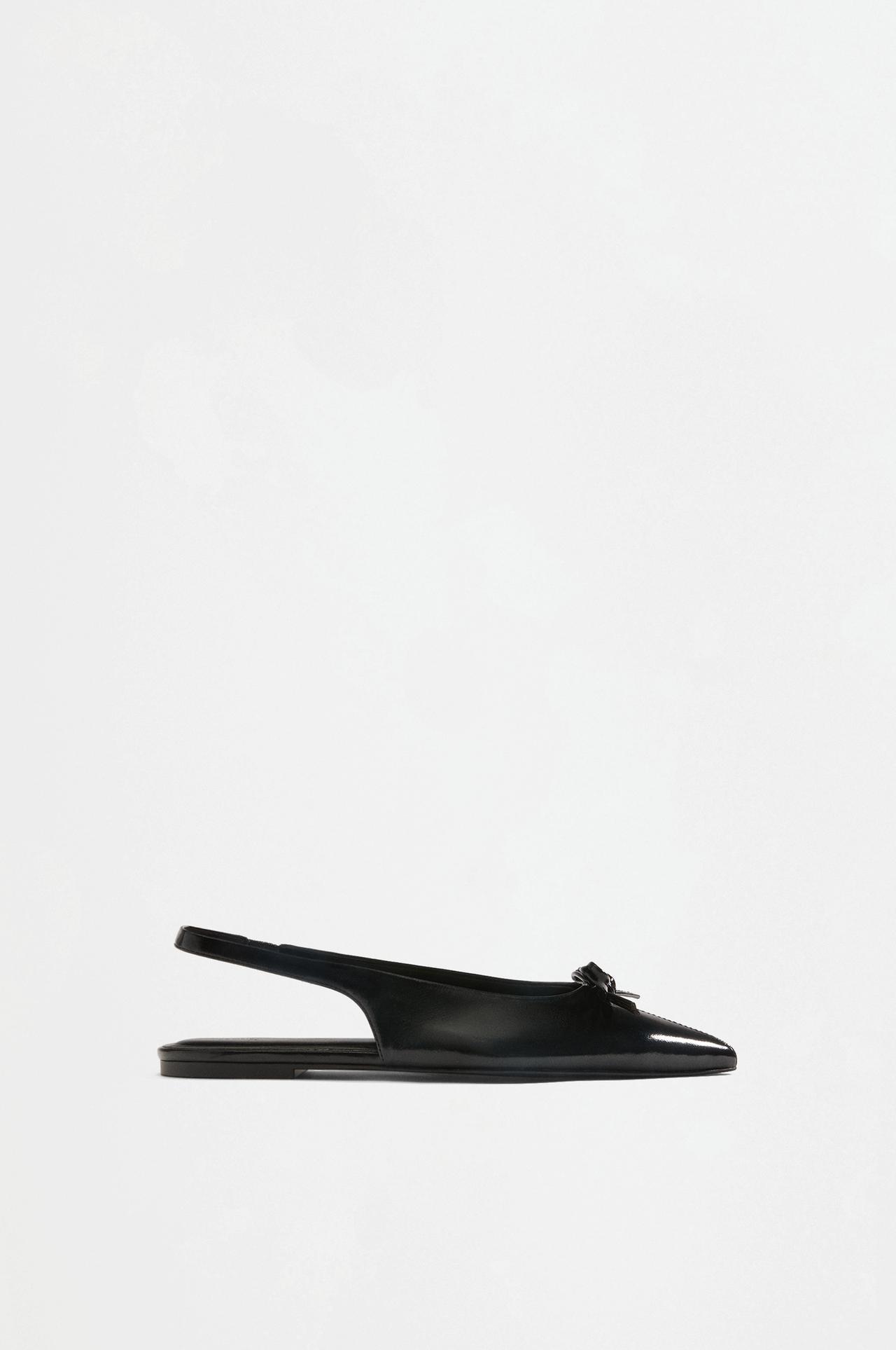 Backless bow ballet flats — BLACK