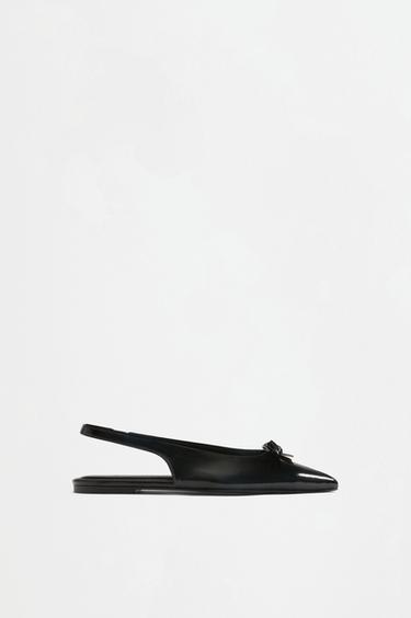 Backless bow ballet flats — BLACK 1