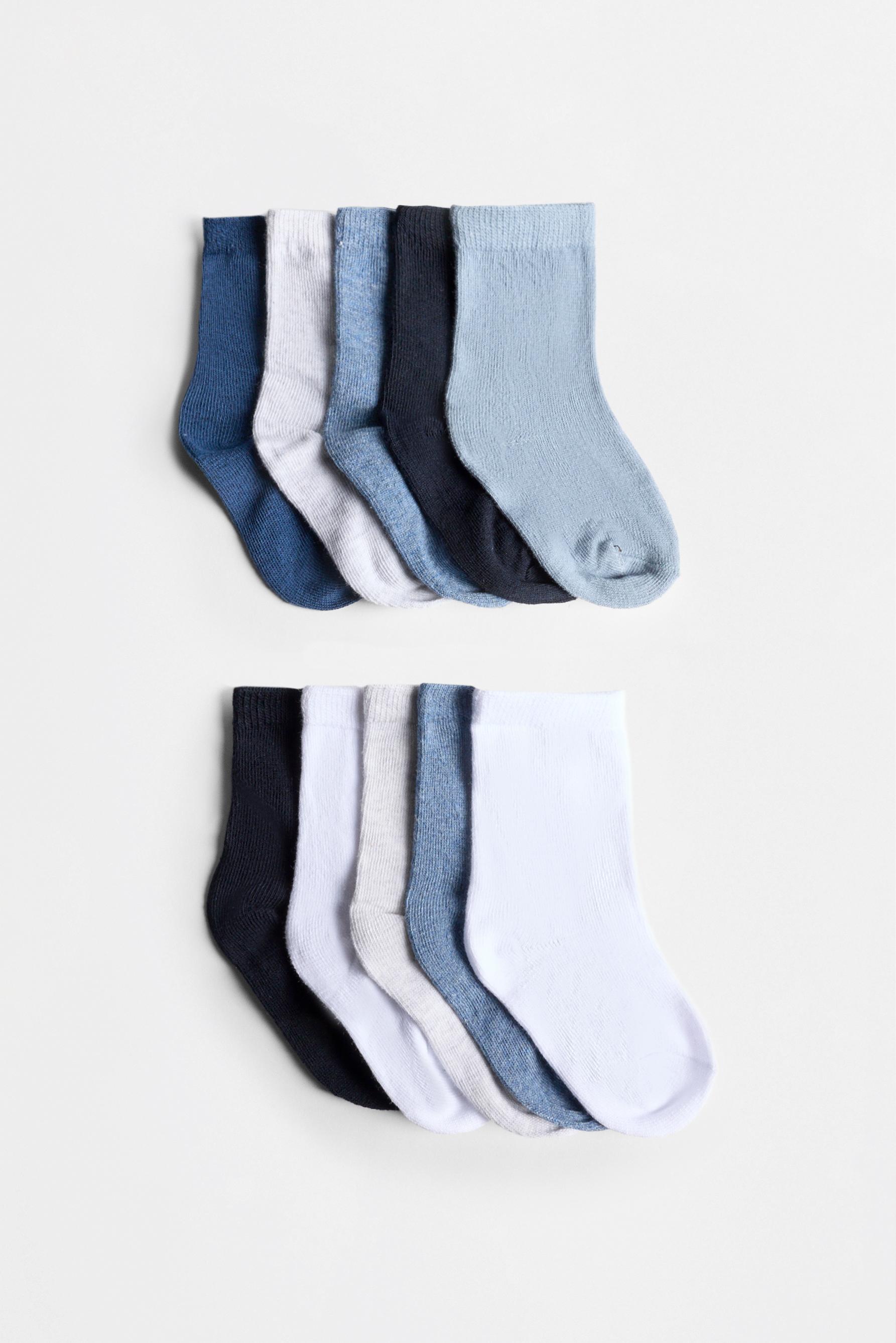 Plain Short Socks (10-Pack) — BLUE/WHITE