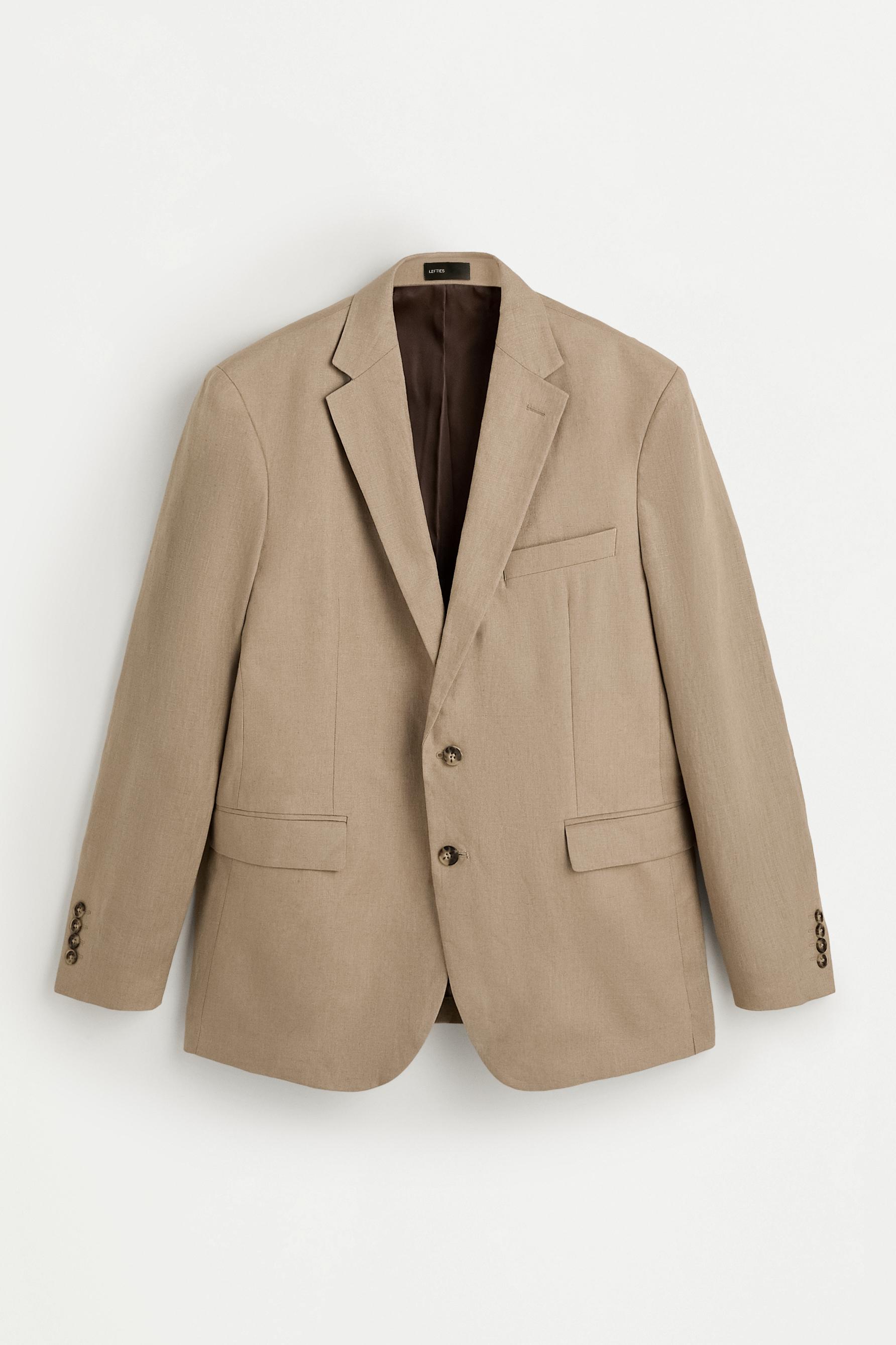 100% linen suit blazer — BROWN