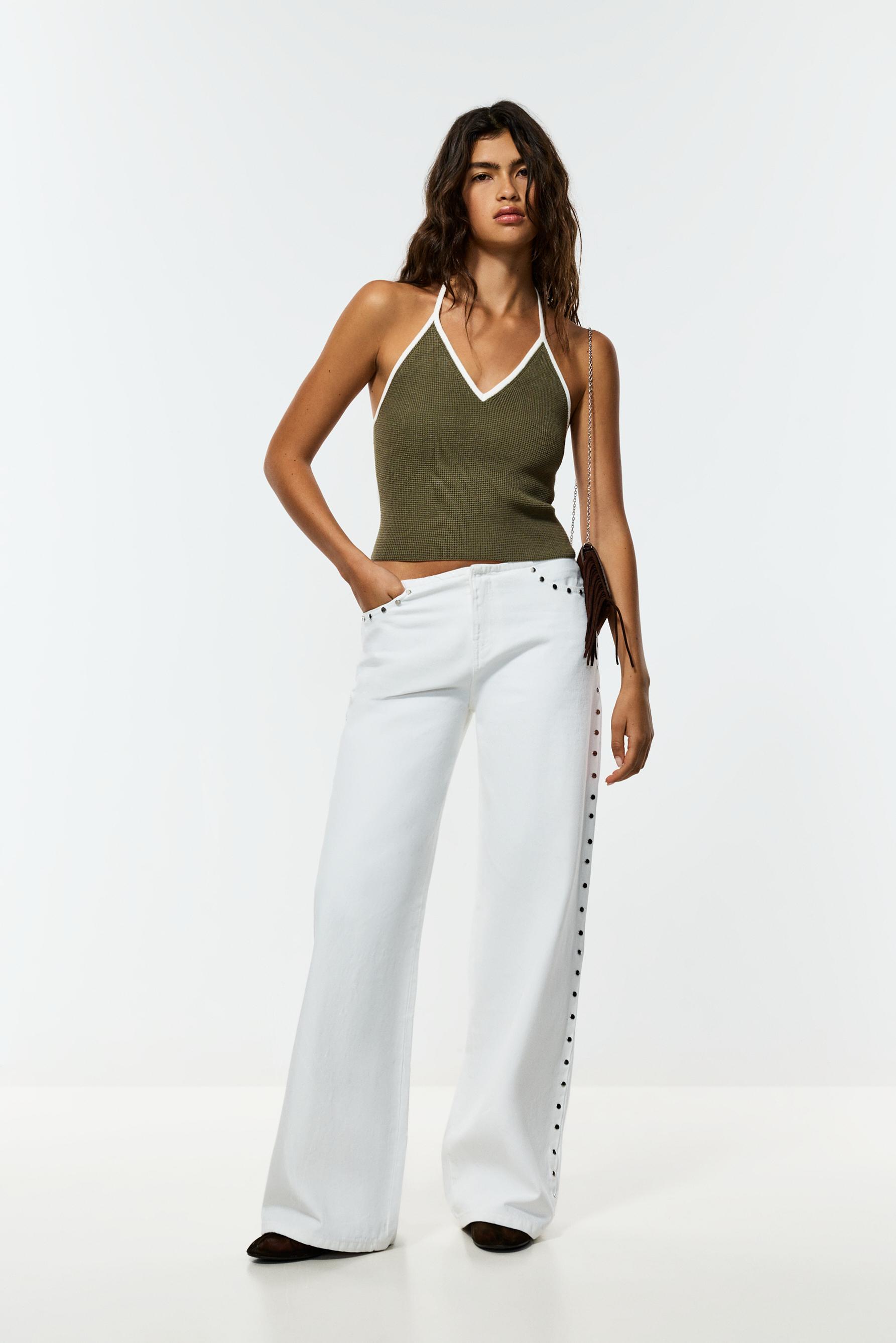 Contrast halter top — DARK KHAKI