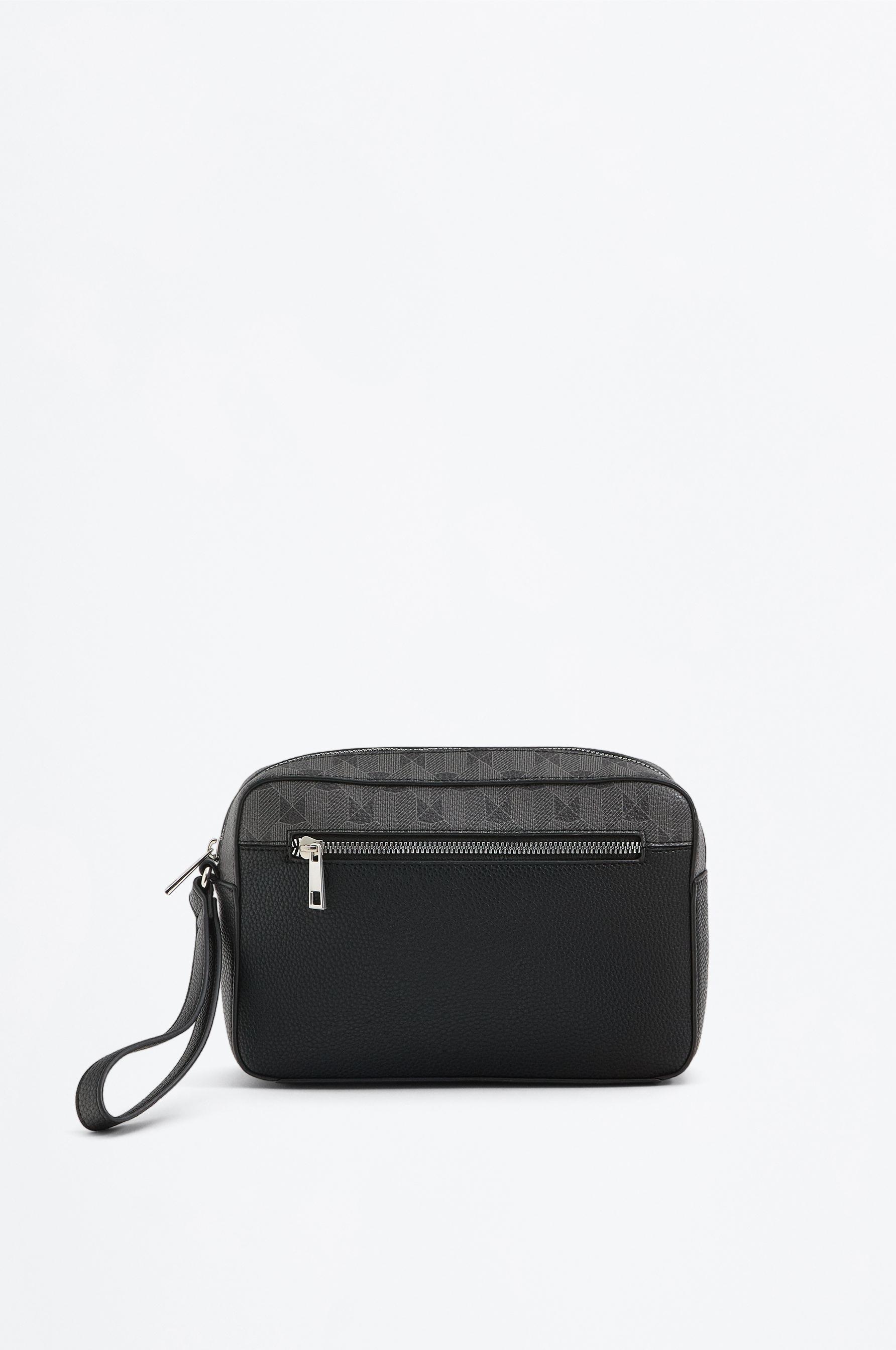 Printed toiletry bag — BLACK
