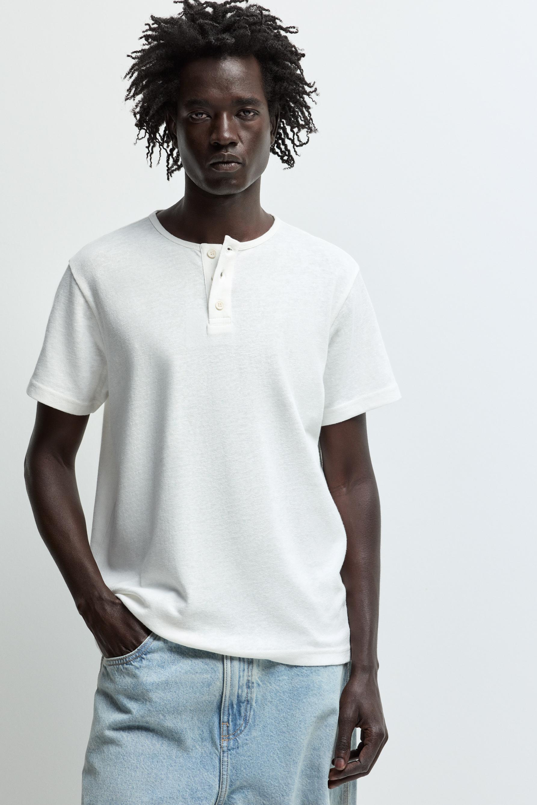 Basic henley T-shirt — OFF WHITE