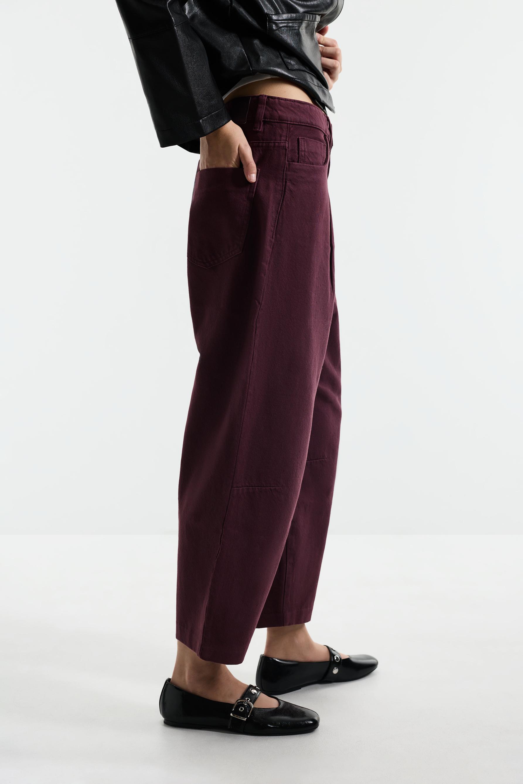 Ankle-length tapered jeans — WINE
