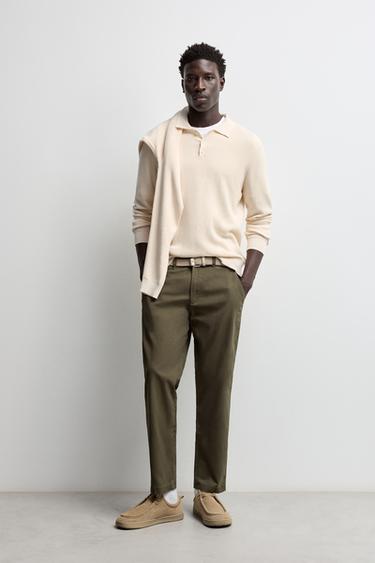 Slim fit chino trousers — DARK KHAKI 1