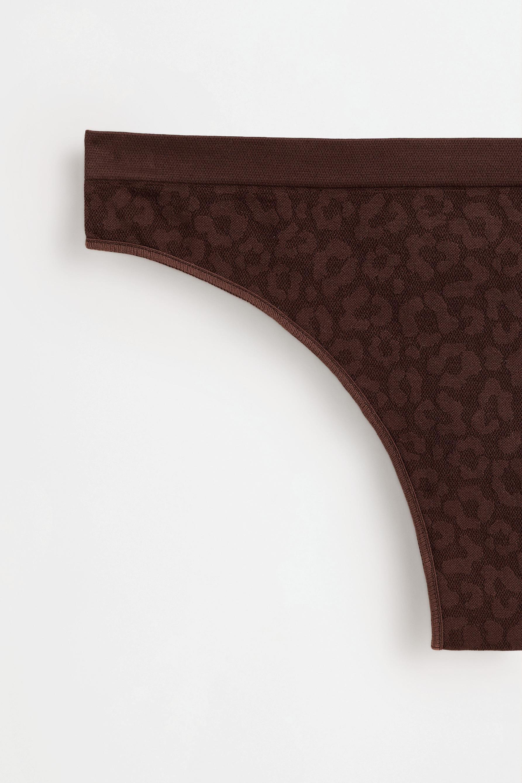 Pack of 2 seamless animal jacquard thongs — BROWN/WHITE