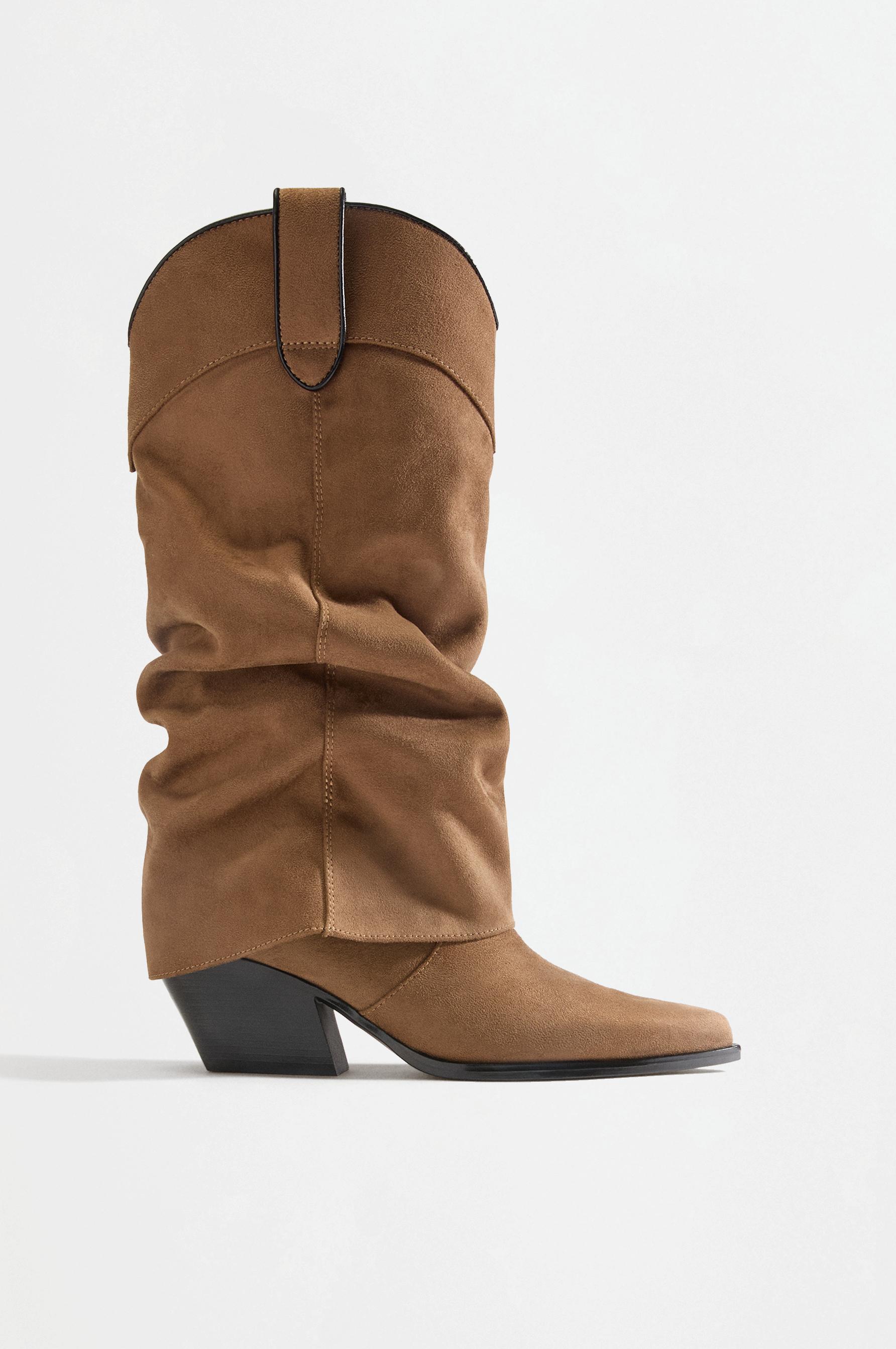 Slouchy western boots — BROWN