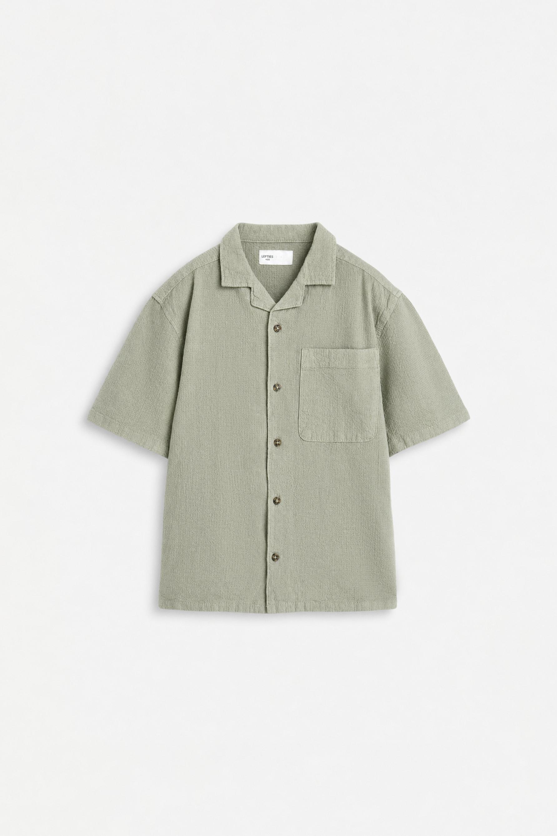 Textured resort shirt — MEDIUM KHAKI