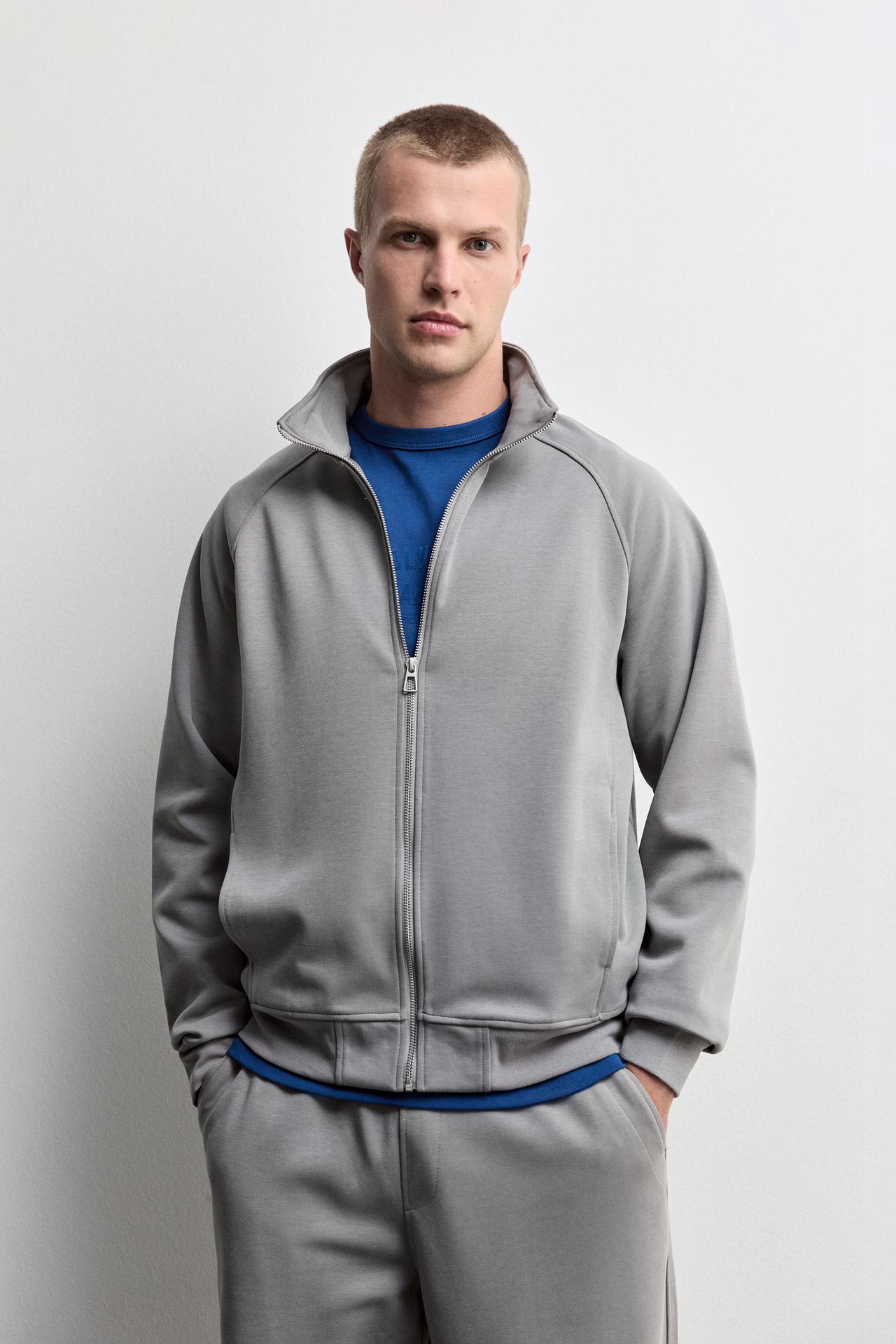 Interlock high-neck jacket — MEDIUM GREY