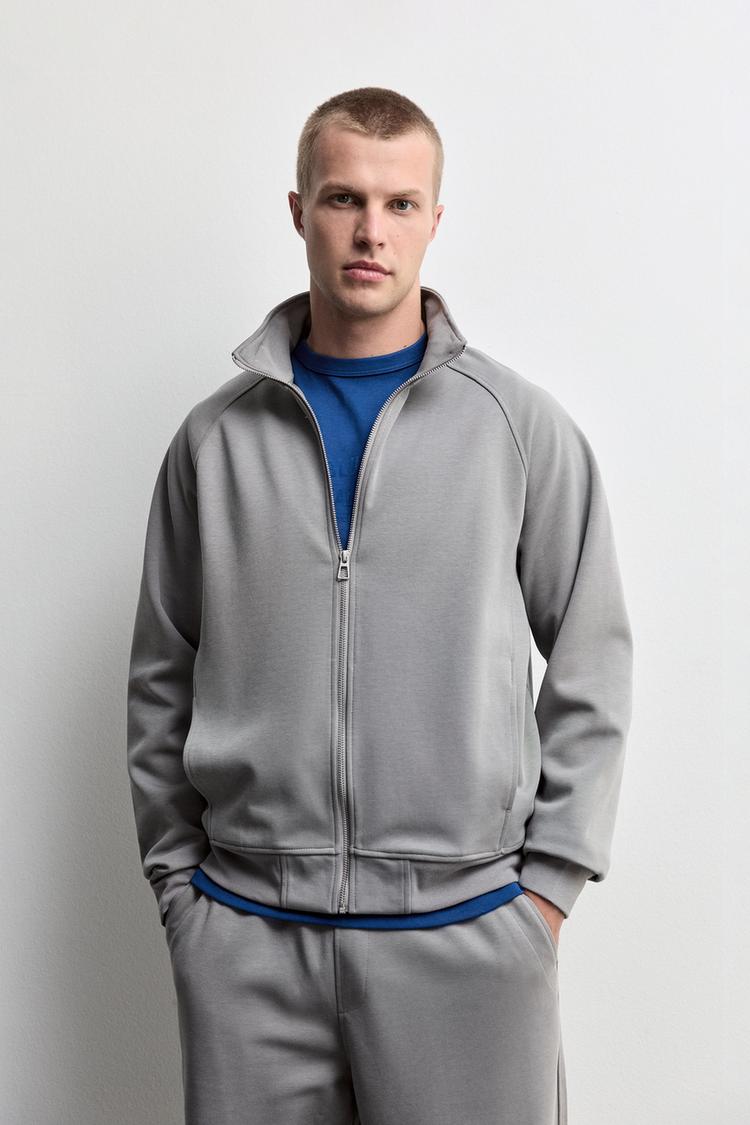 Interlock high-neck jacket — MEDIUM GREY