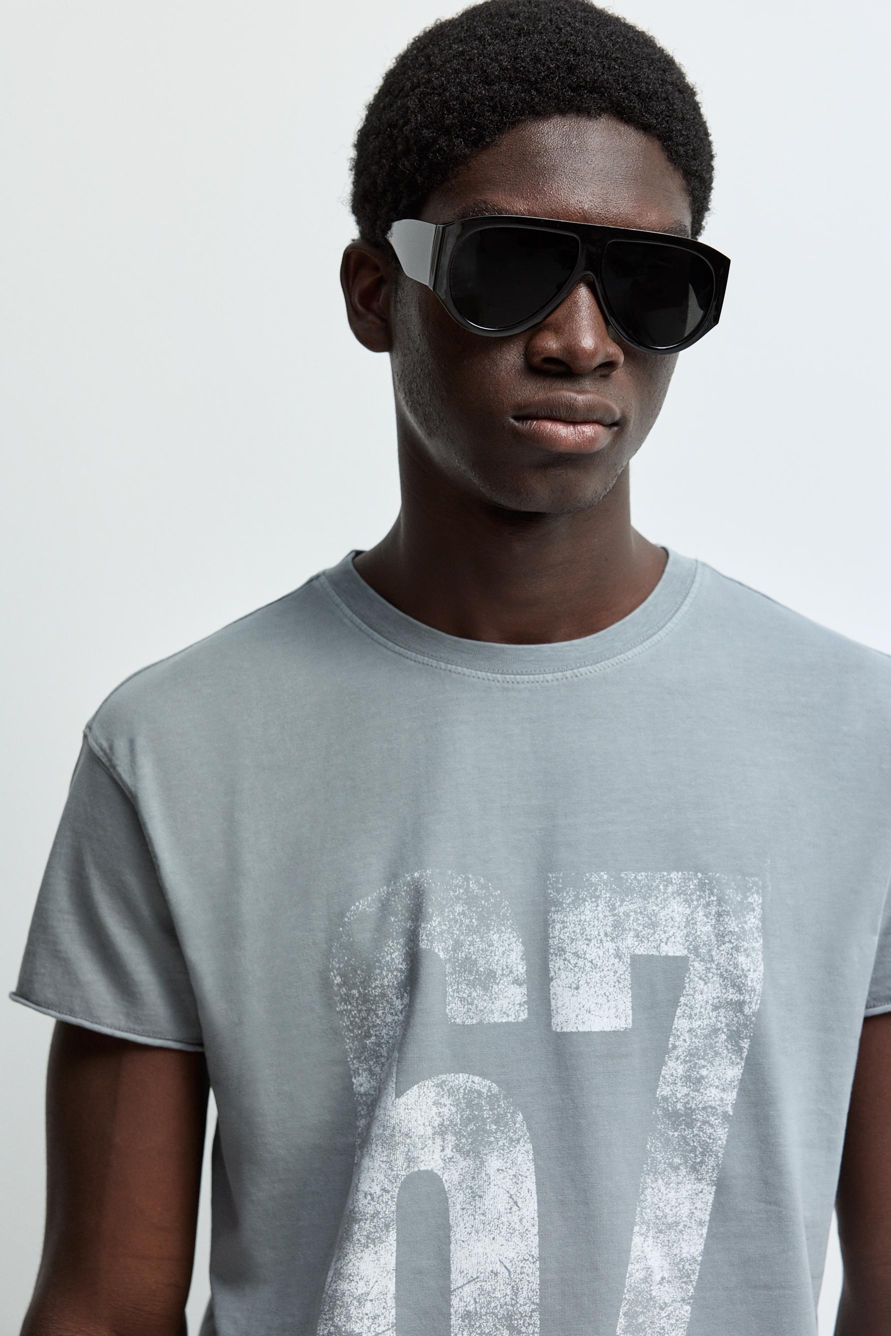 Faded effect printed T-shirt — GREY