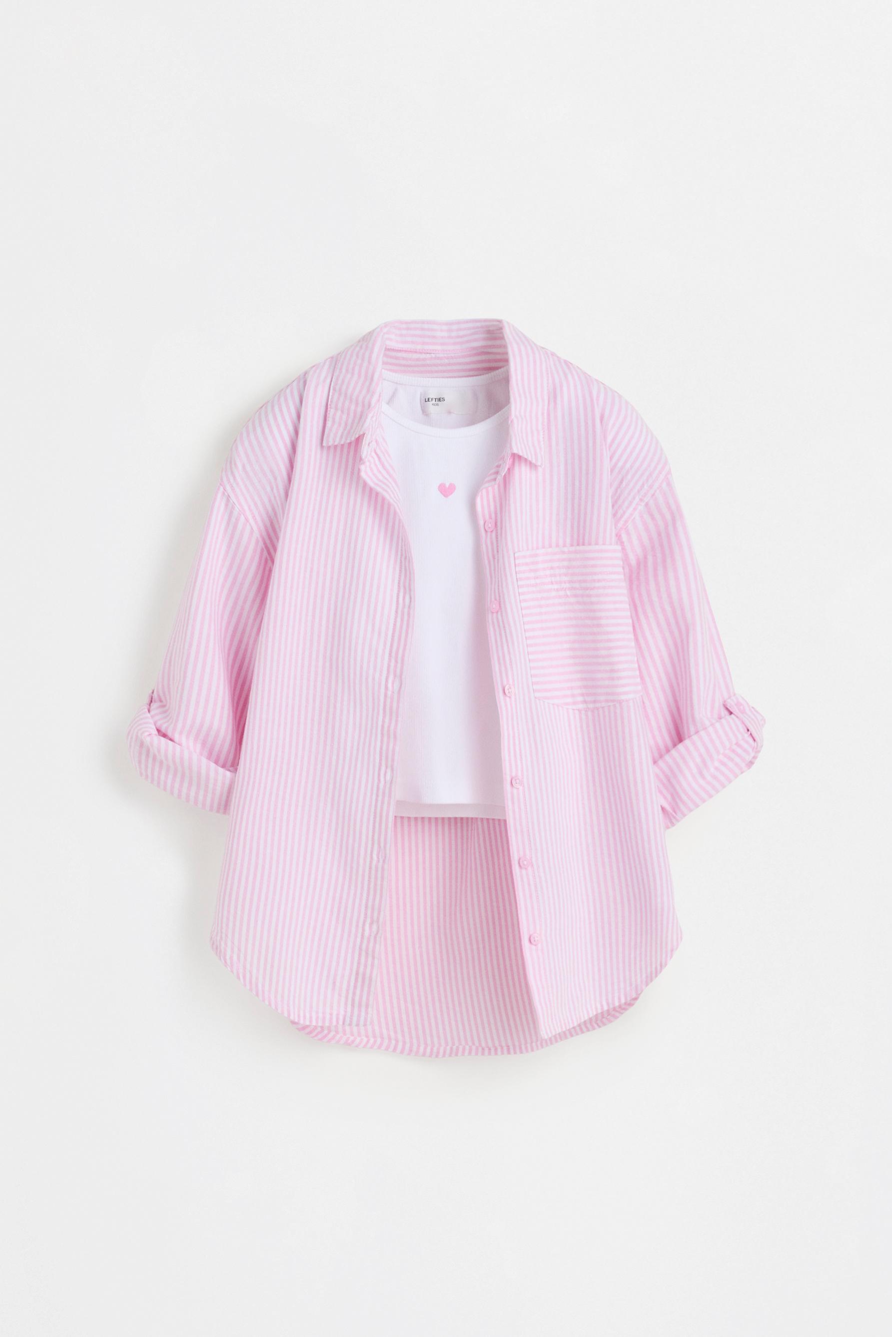 Striped shirt and ribbed T-shirt pack — PINK