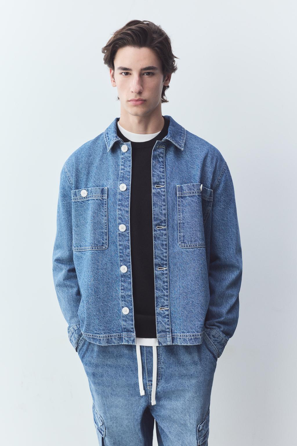 Denim overshirt with pockets