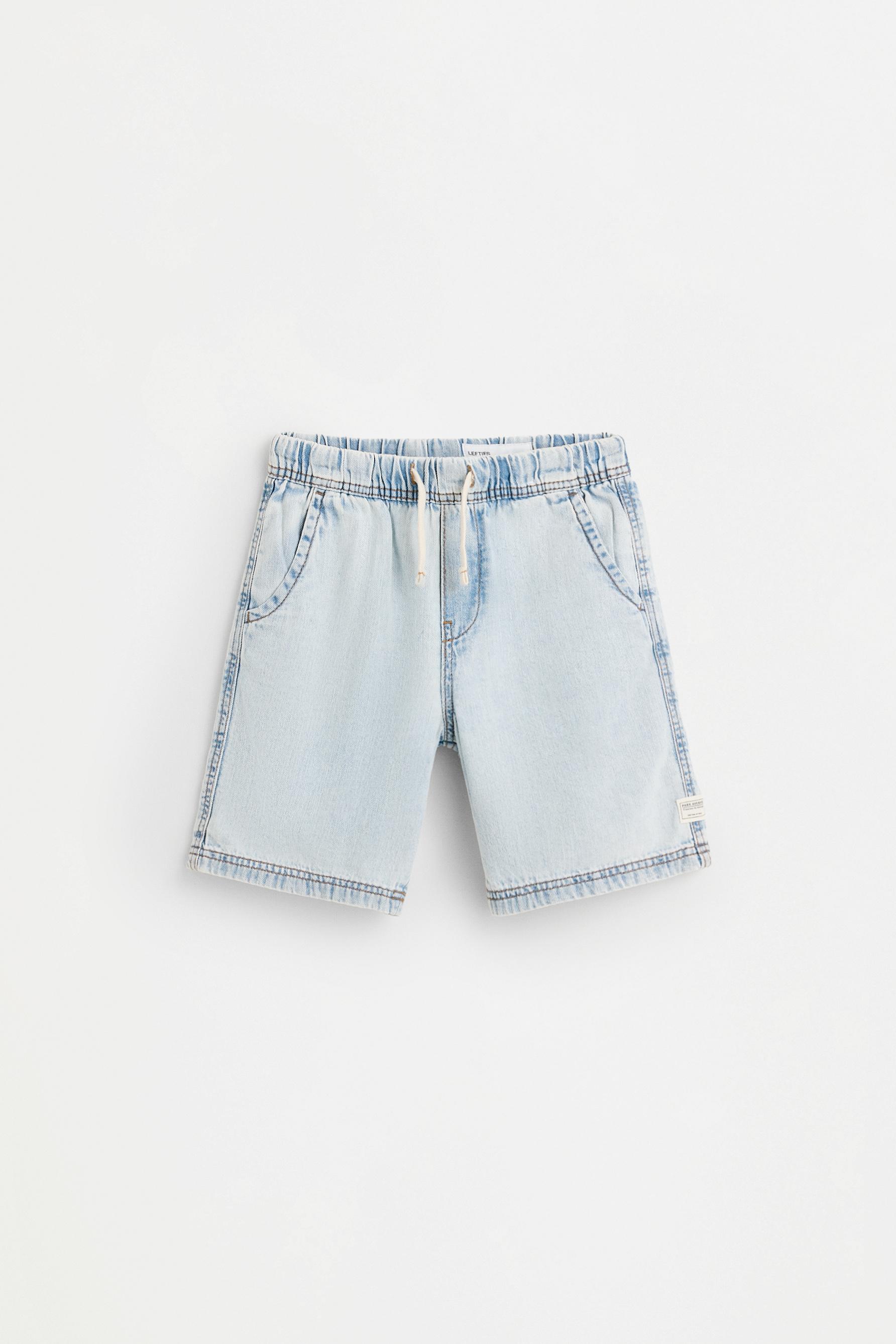 Denim jogger Bermuda shorts — PALE BLUE