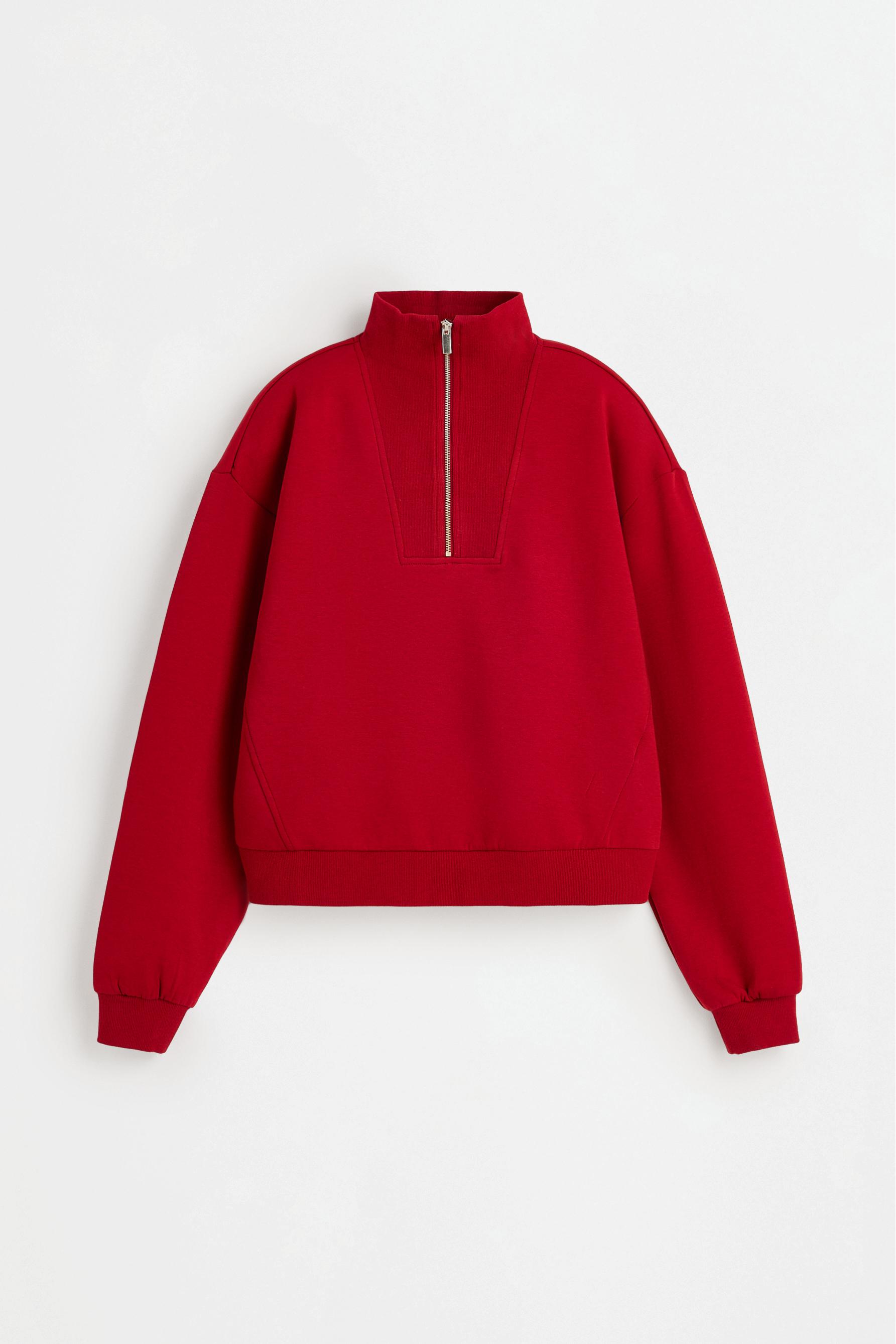 Basic quarter-zip sweatshirt — BRIGHT RED