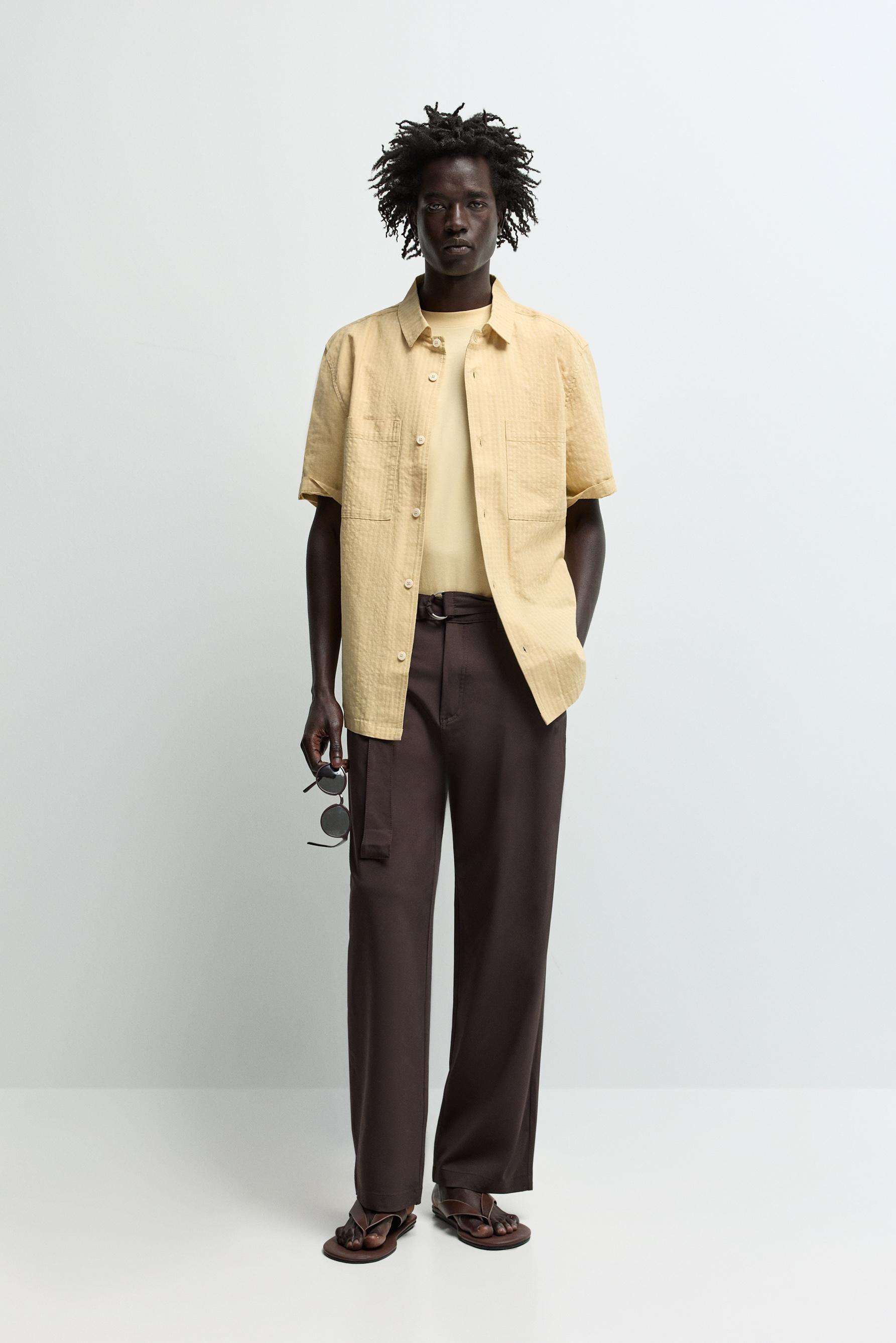 Jacquard shirt with pocket — YELLOW