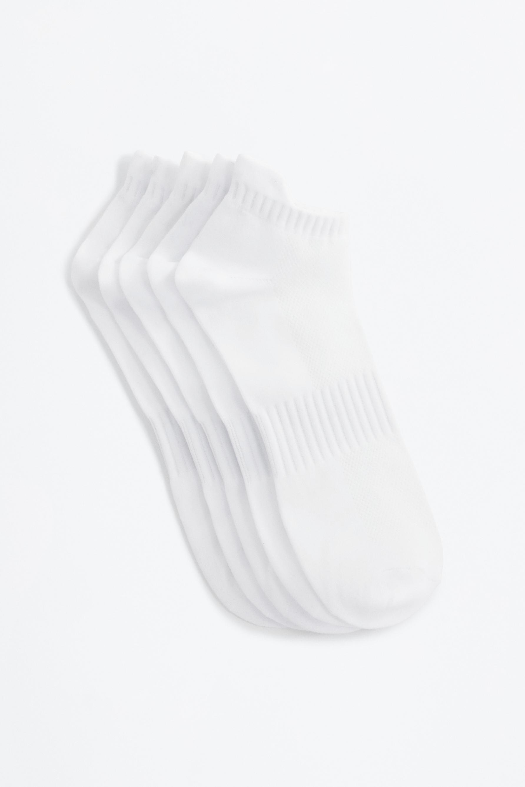 Short sports socks (5-pack) — WHITE