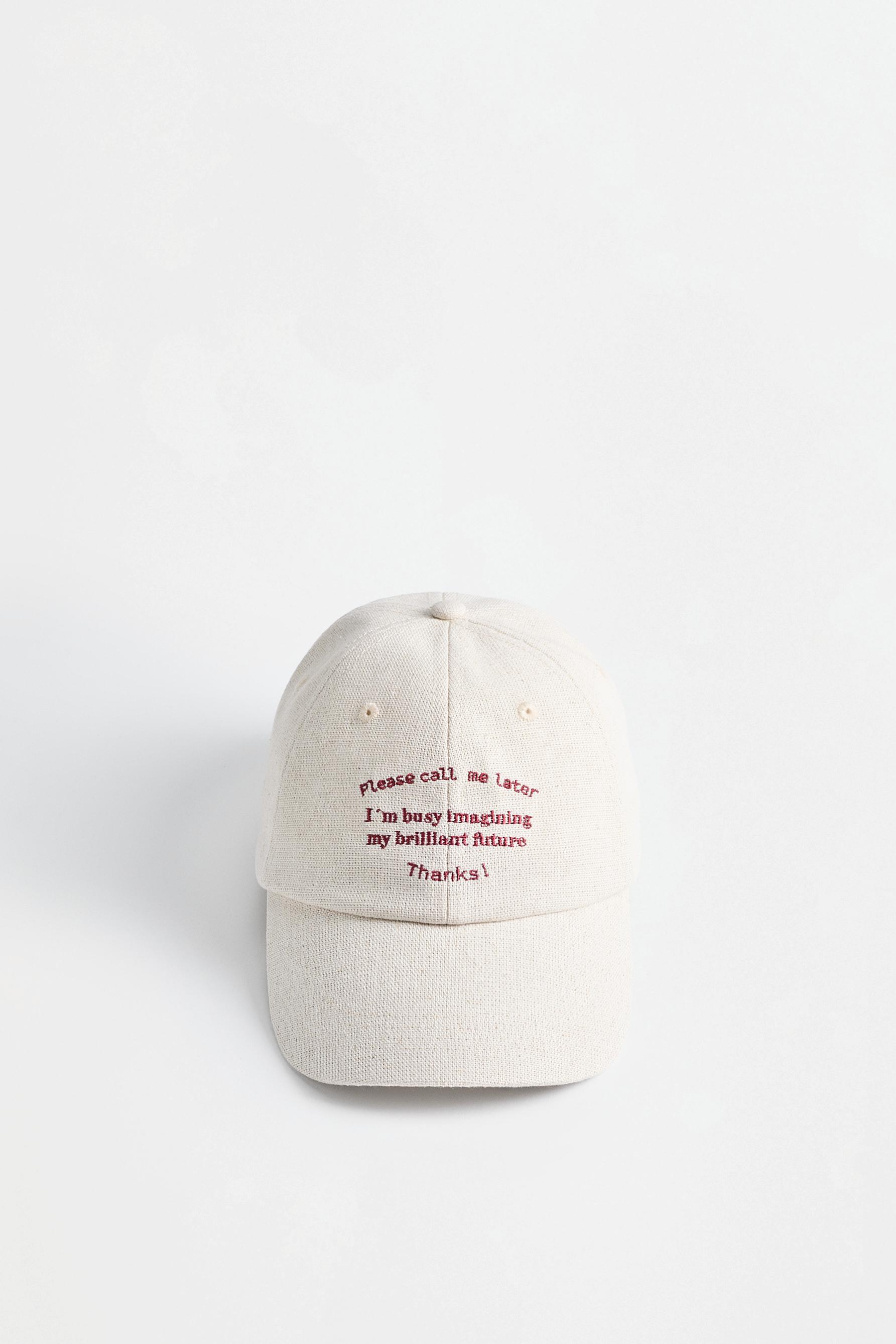 Embroidered cap — PALE ECRU