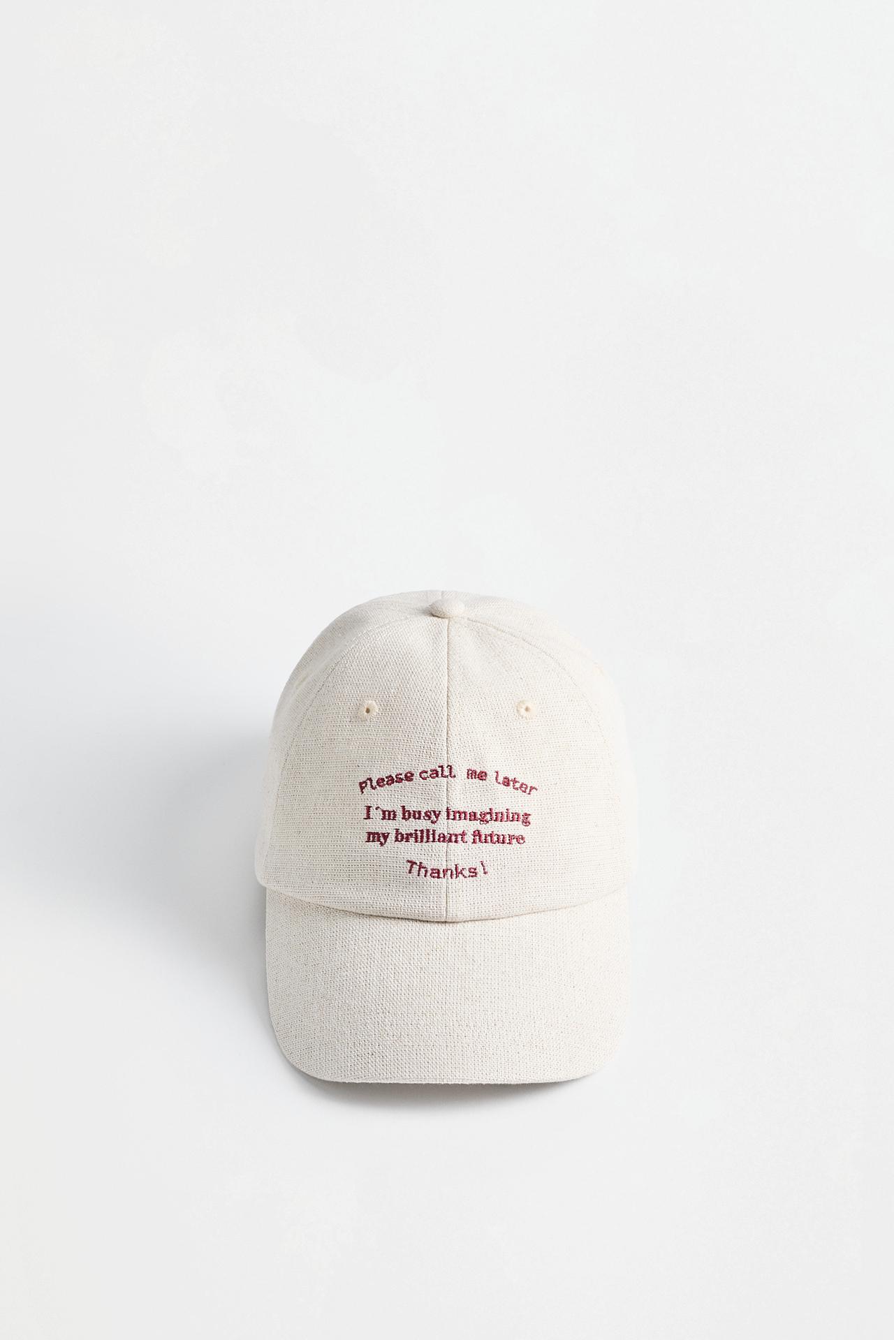 Embroidered cap — PALE ECRU