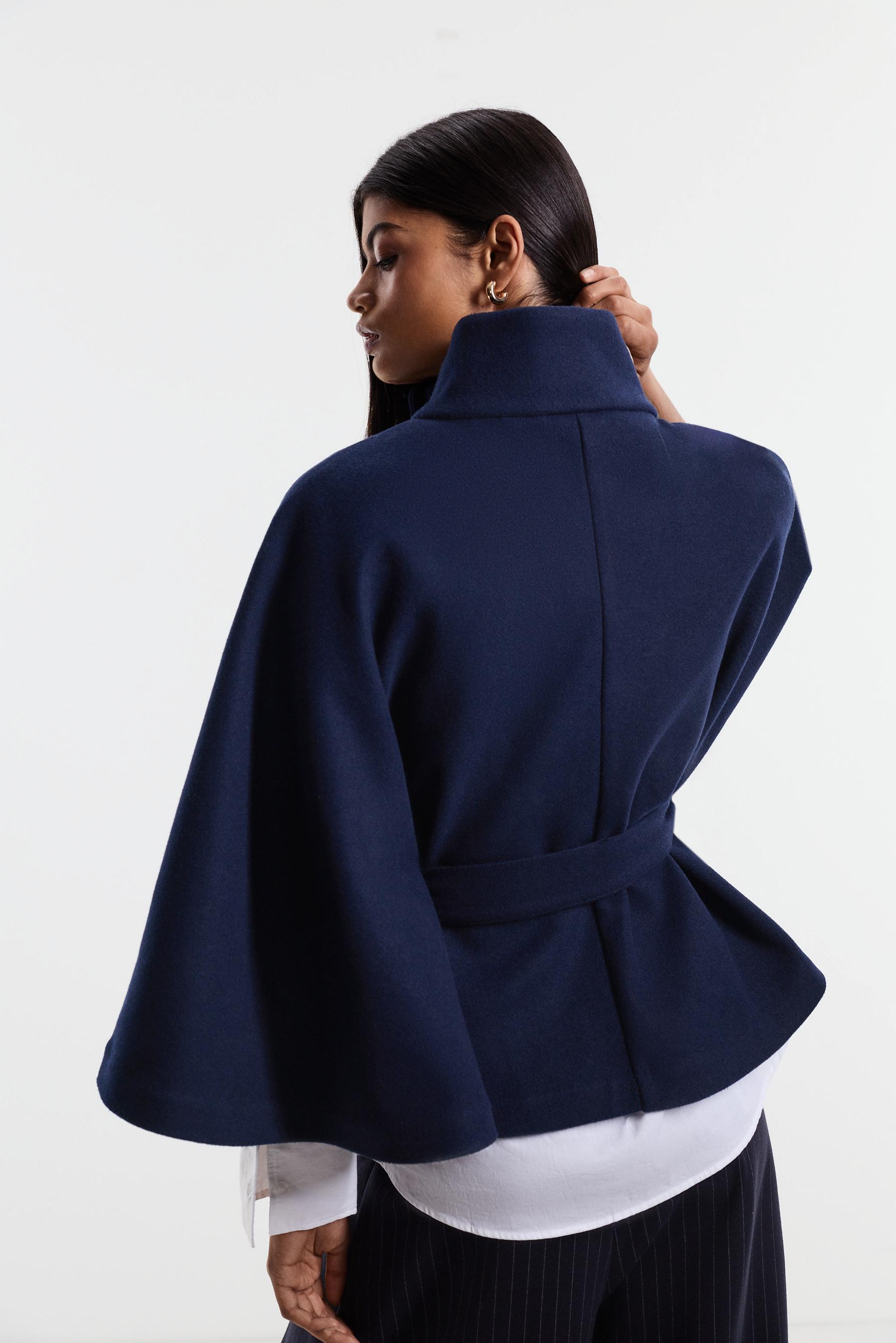 Wool-blend cape — NAVY