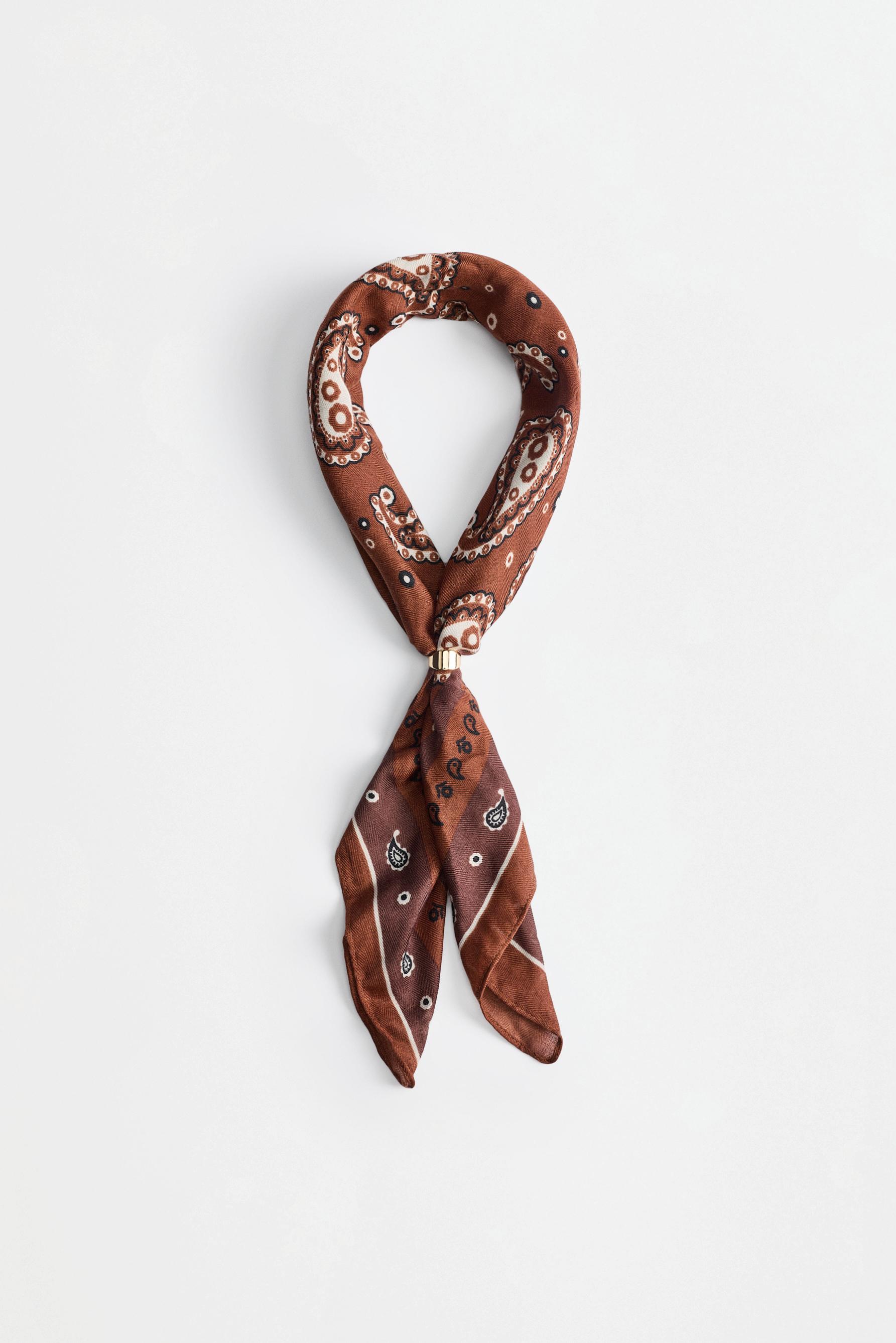 Paisley print scarf — BROWN
