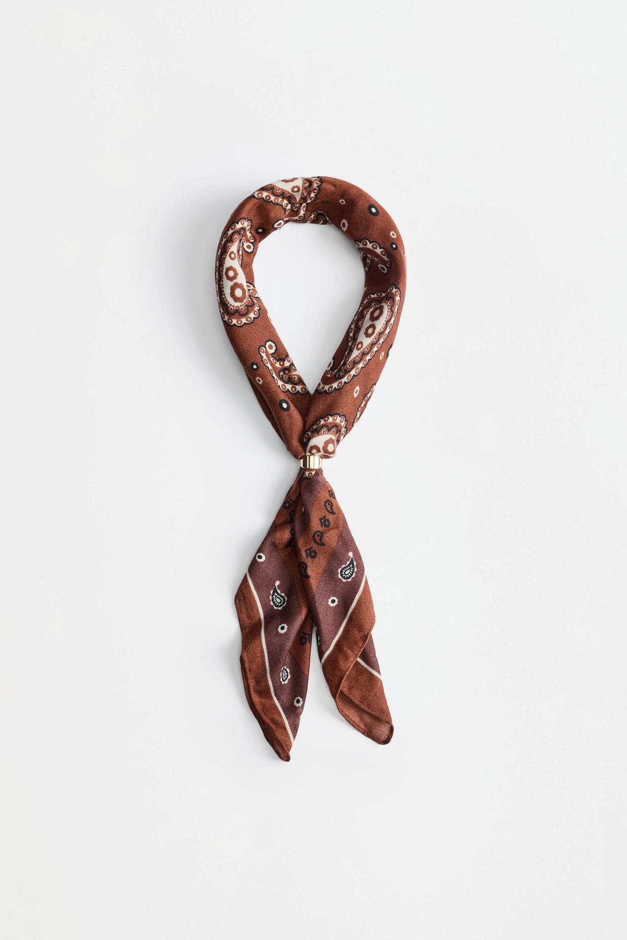 Paisley print scarf — BROWN