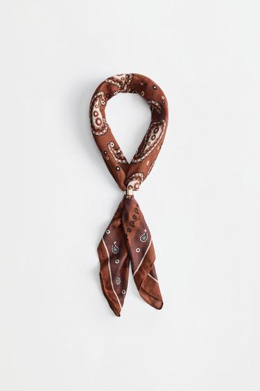 Paisley print scarf — BROWN 2
