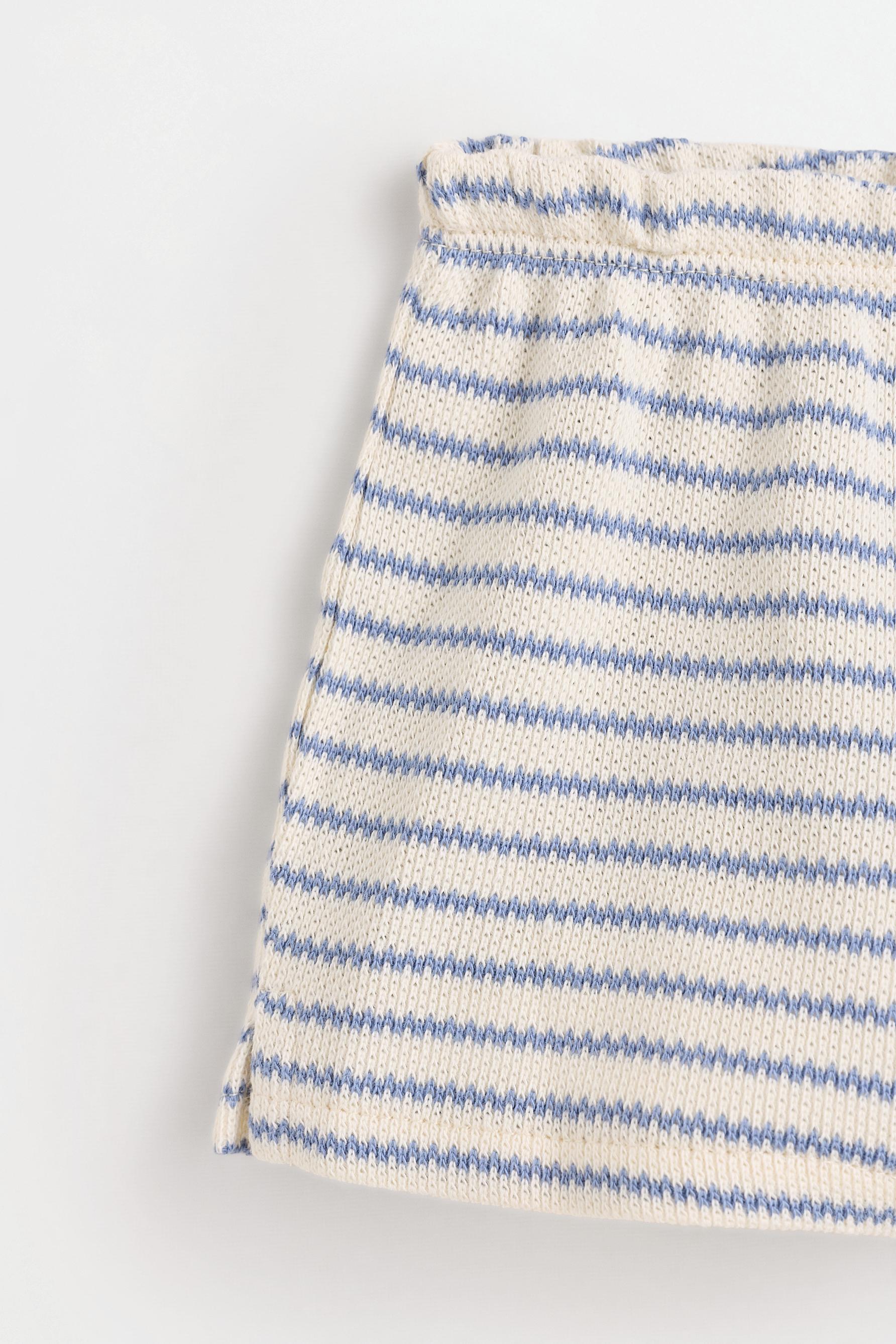 Striped bias cut top and shorts set — BLUE